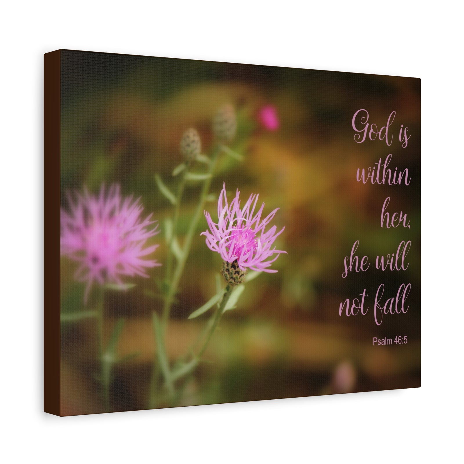 Scripture Canvas God Is Within Her Psalm 46:5 Flower Christian Wall Art Bible Verse Print Ready to Hang-Express Your Love Gifts