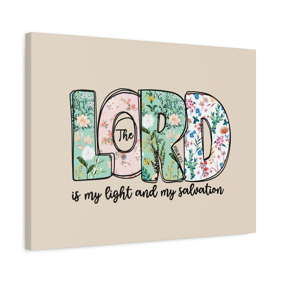 Scripture Walls Light And My Salvation Floral Psalm 27:1 Bible Verse Canvas Christian Wall Art Ready to Hang-Express Your Love Gifts