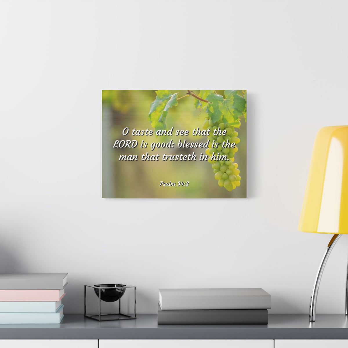 Scripture Canvas Lord Is Good Psalm 34:8 Christian Wall Art Bible Verse Print Ready to Hang-Express Your Love Gifts