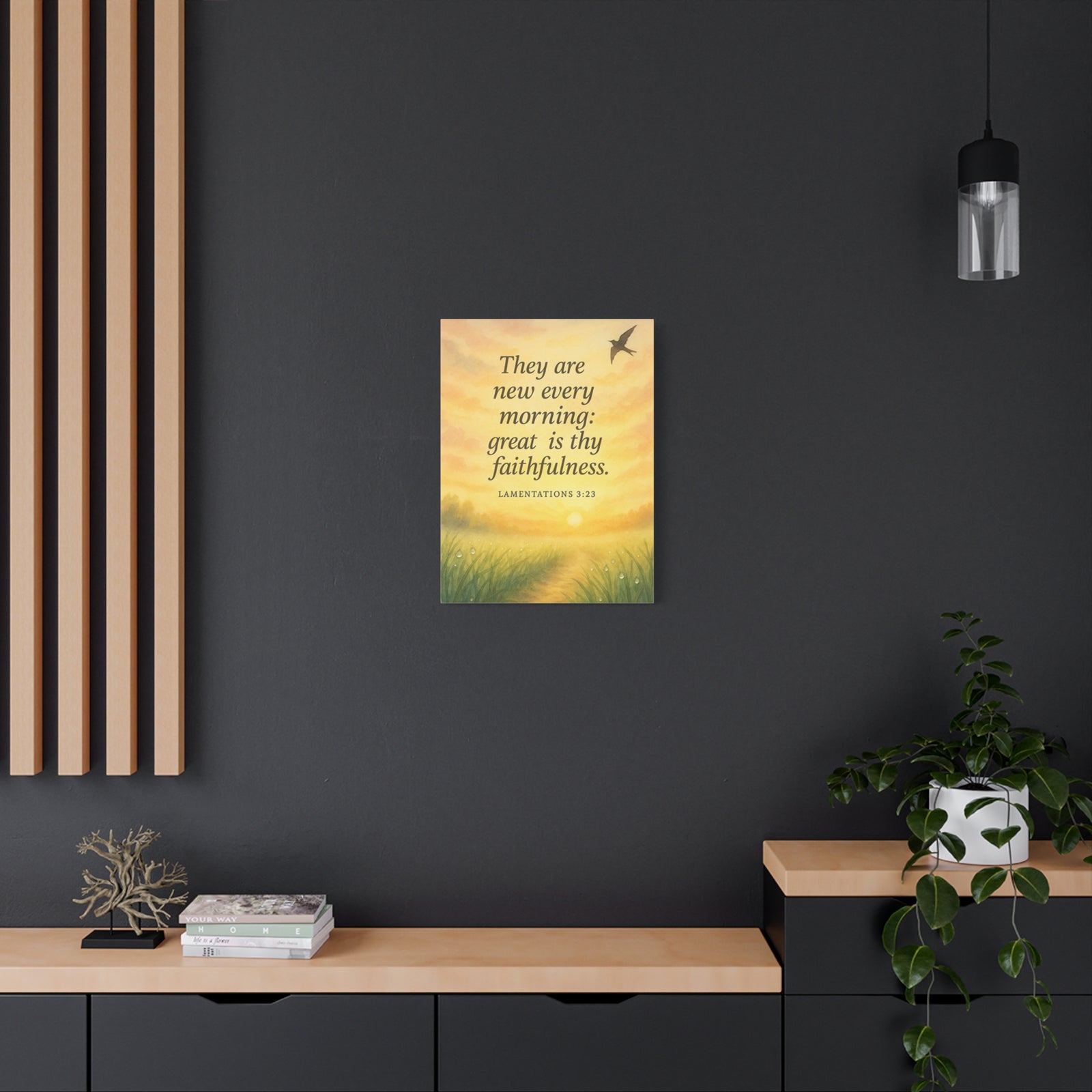 Bible Verse Canvas Lamentations 3:23 Christian Home Décor Wall Art Scripture Ready to Hang Faith Print-Express Your Love Gifts
