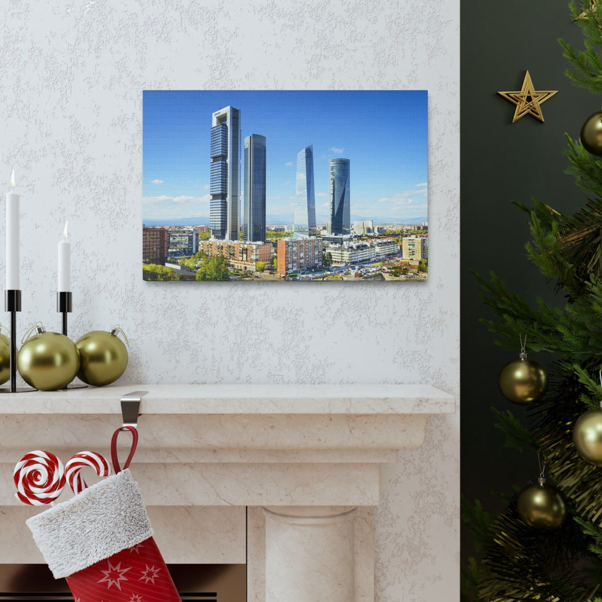 Madrid Daytime Skyline Canvas Artwork High-Quality Breathtaking Stunning Cityscape for Home Decor Ready to Hang-Express Your Love Gifts