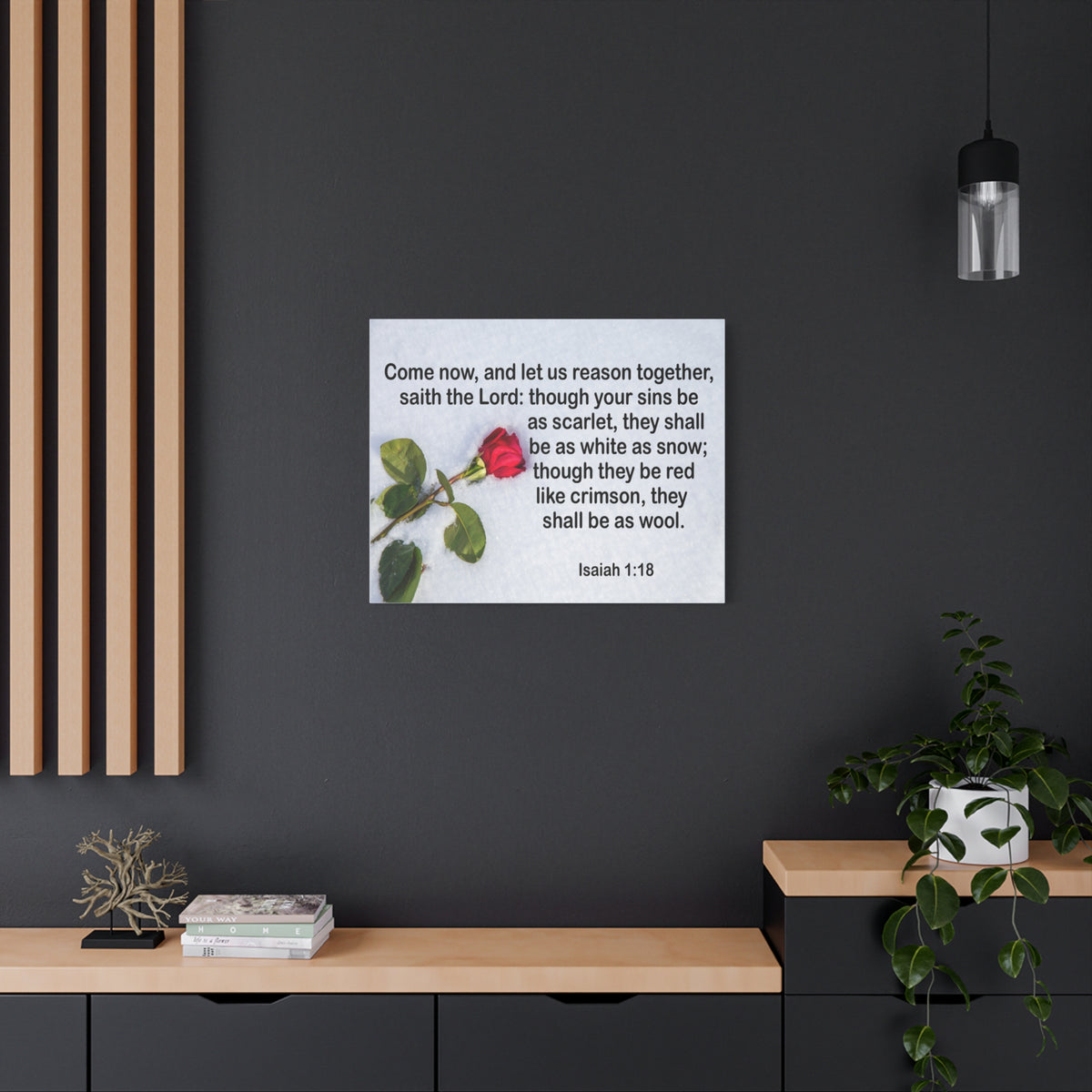 Bible Verse Canvas Come Now Isaiah 1:18 Christian Home Décor Wall Art Scripture Ready to Hang Faith Print-Express Your Love Gifts
