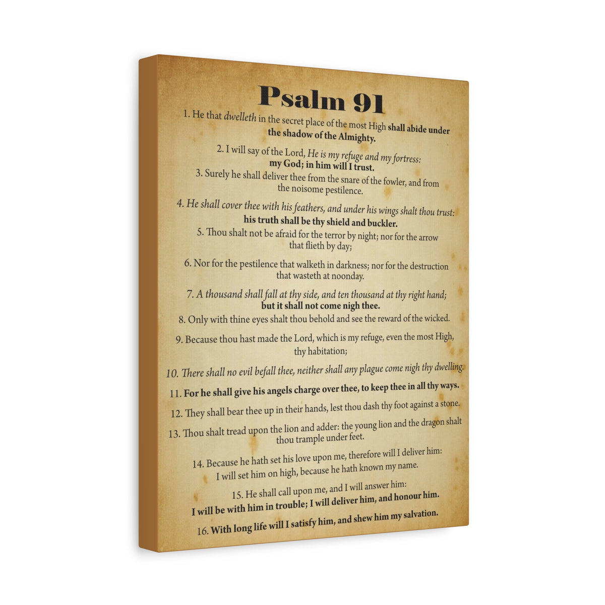 Scripture Canvas Safe In God's Hands Psalm 91 Christian Wall Art Bible Verse Print Ready to Hang-Express Your Love Gifts