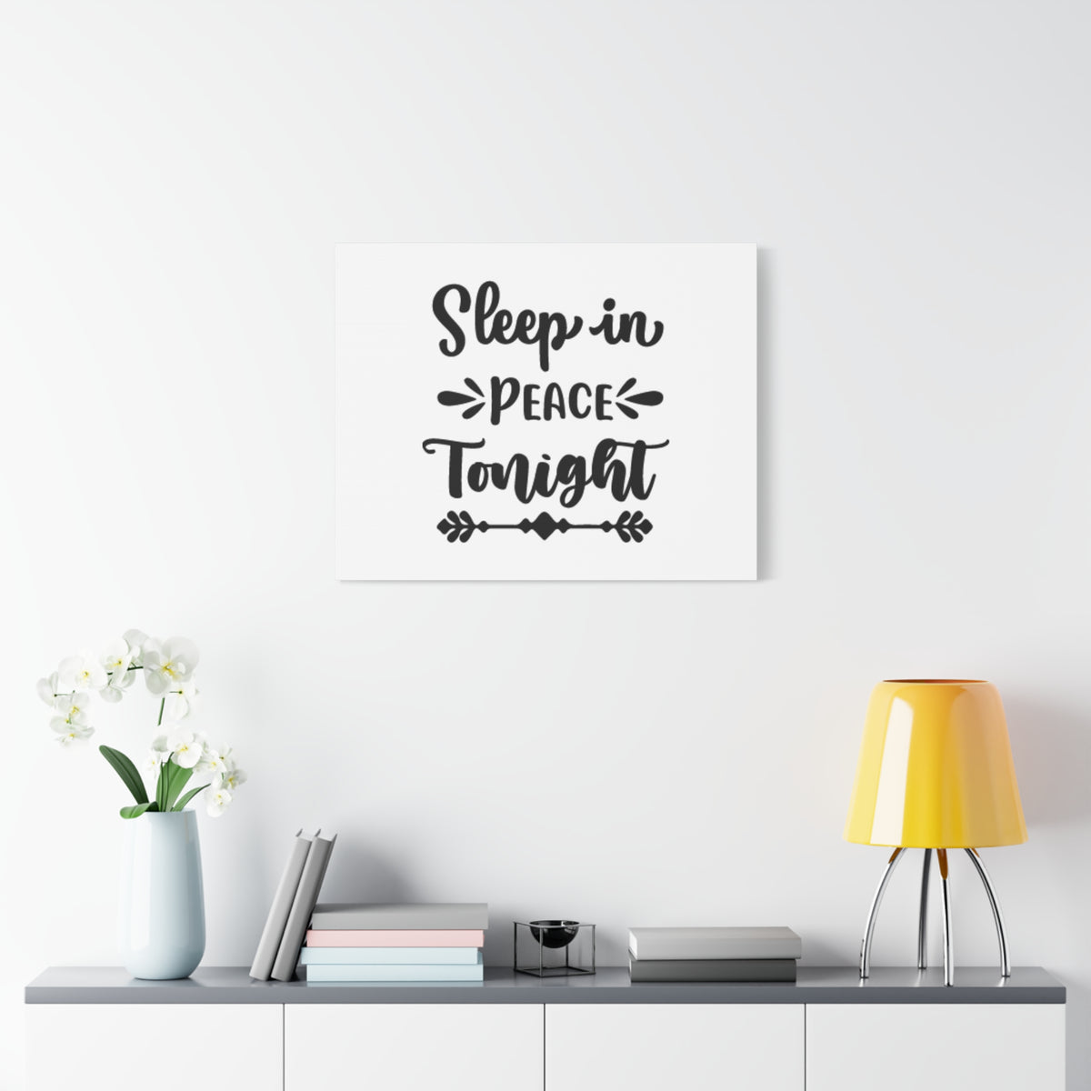 Scripture Canvas Sleep In Peace Tonight Psalm 4:8 Christian Wall Art Bible Verse Print Ready to Hang-Express Your Love Gifts