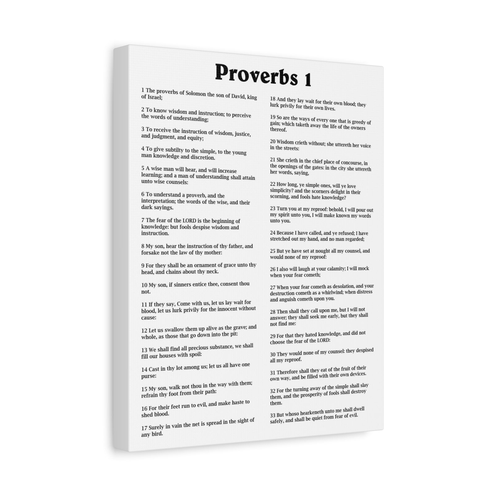 Scripture Walls Proverbs Chapter 1 White Bible Canvas Christian Wall Art Ready to Hang Unframed-Express Your Love Gifts