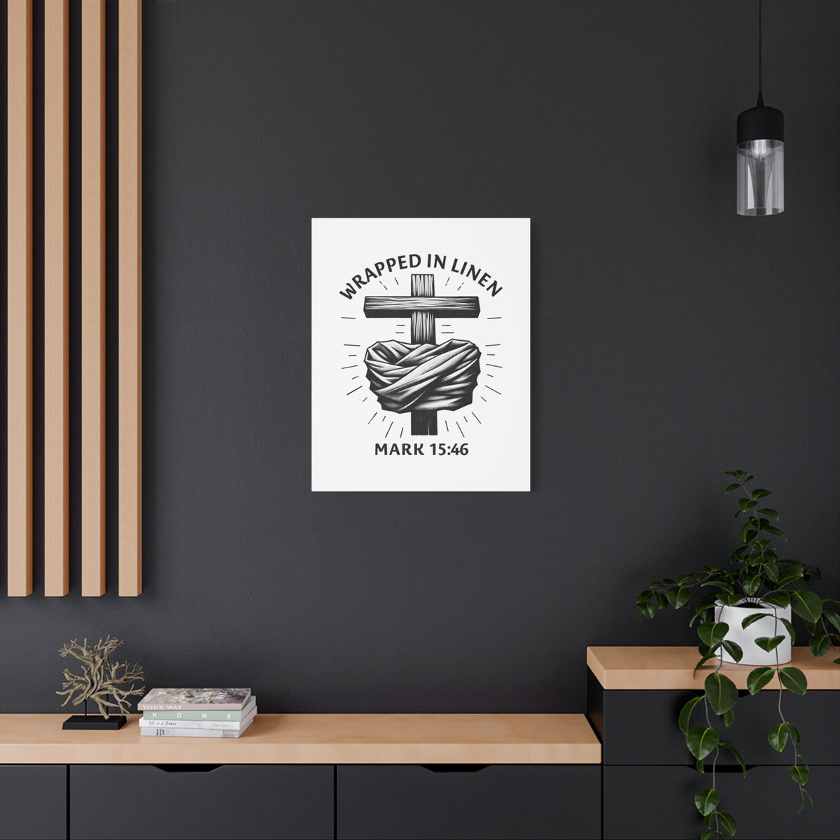 Scripture Walls Mark 15:46 Wrapped in Linen Bible Verse Canvas Christian Wall Art Ready to Hang Unframed-Express Your Love Gifts