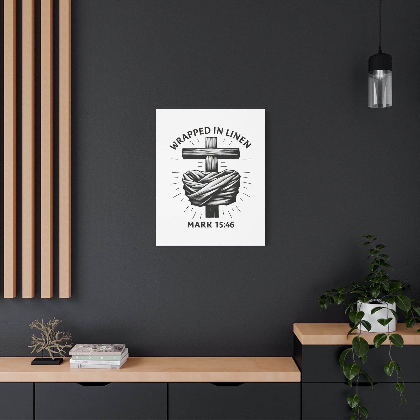 Scripture Walls Mark 15:46 Wrapped in Linen Bible Verse Canvas Christian Wall Art Ready to Hang Unframed-Express Your Love Gifts