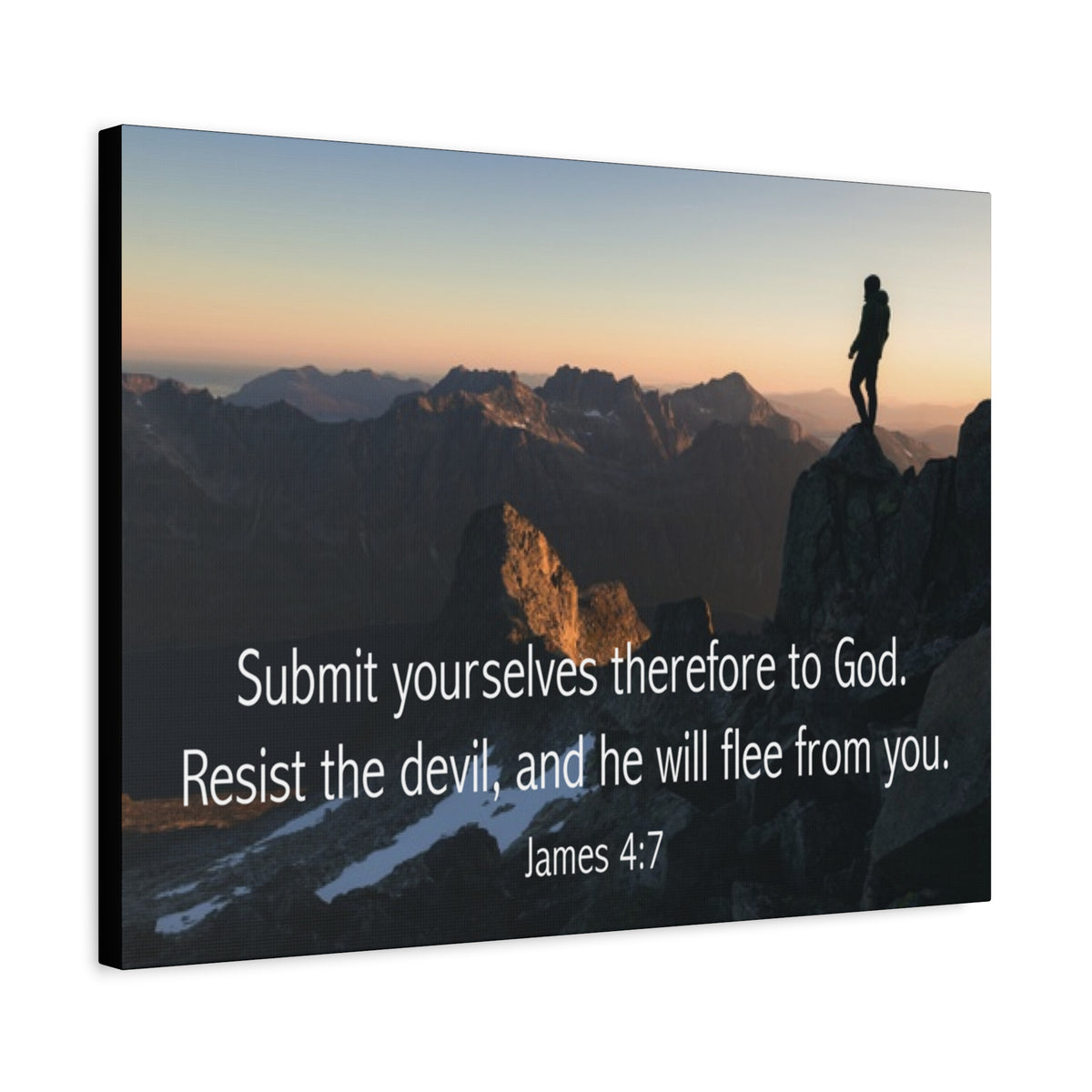 Bible Verse Canvas Resist the Devil James 4:7 Christian Home Décor Wall Art Scripture Ready to Hang Faith Print-Express Your Love Gifts