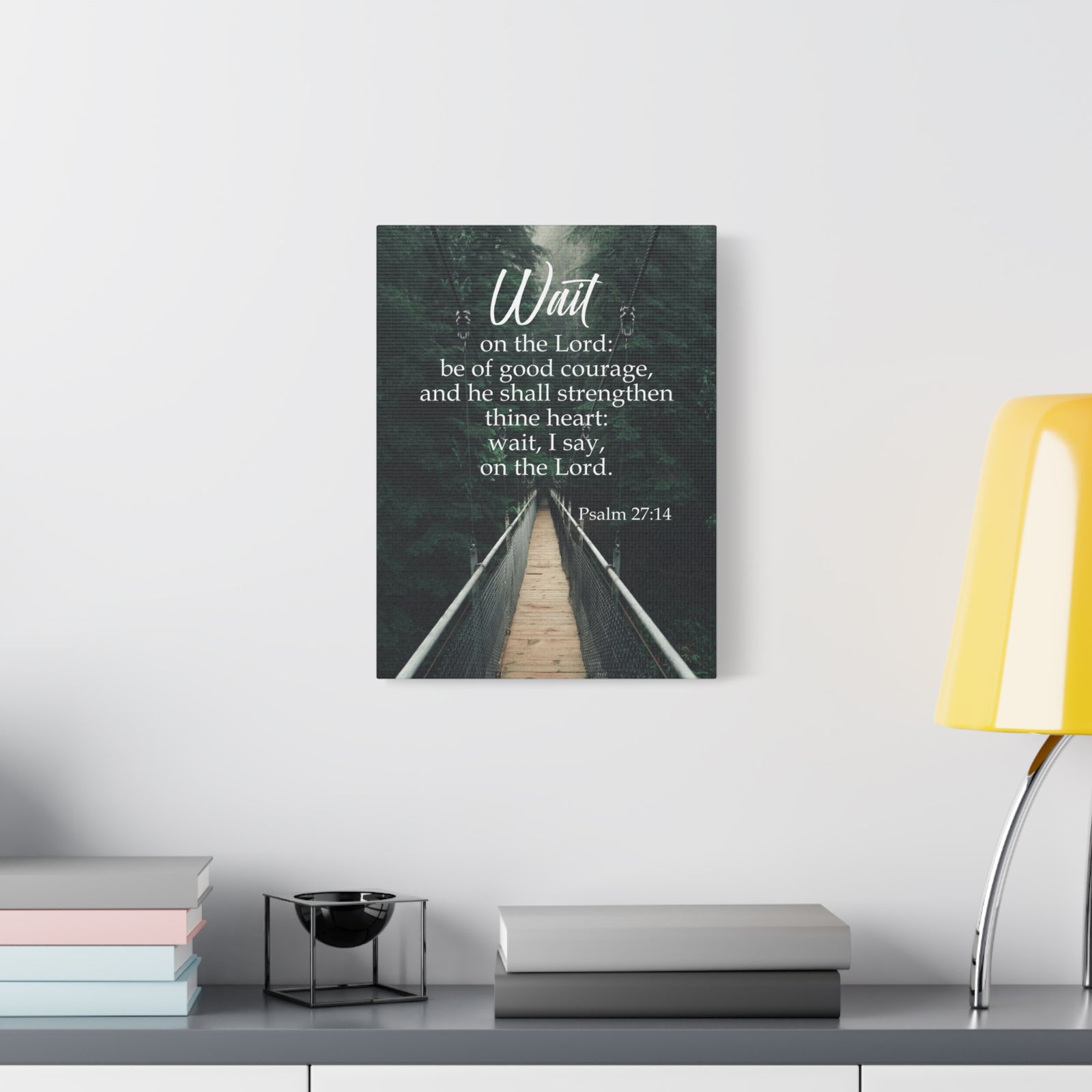 Bible Verse Canvas Wait on the Lord Psalm 27:14 Wall Art Christian Home Decor-Express Your Love Gifts