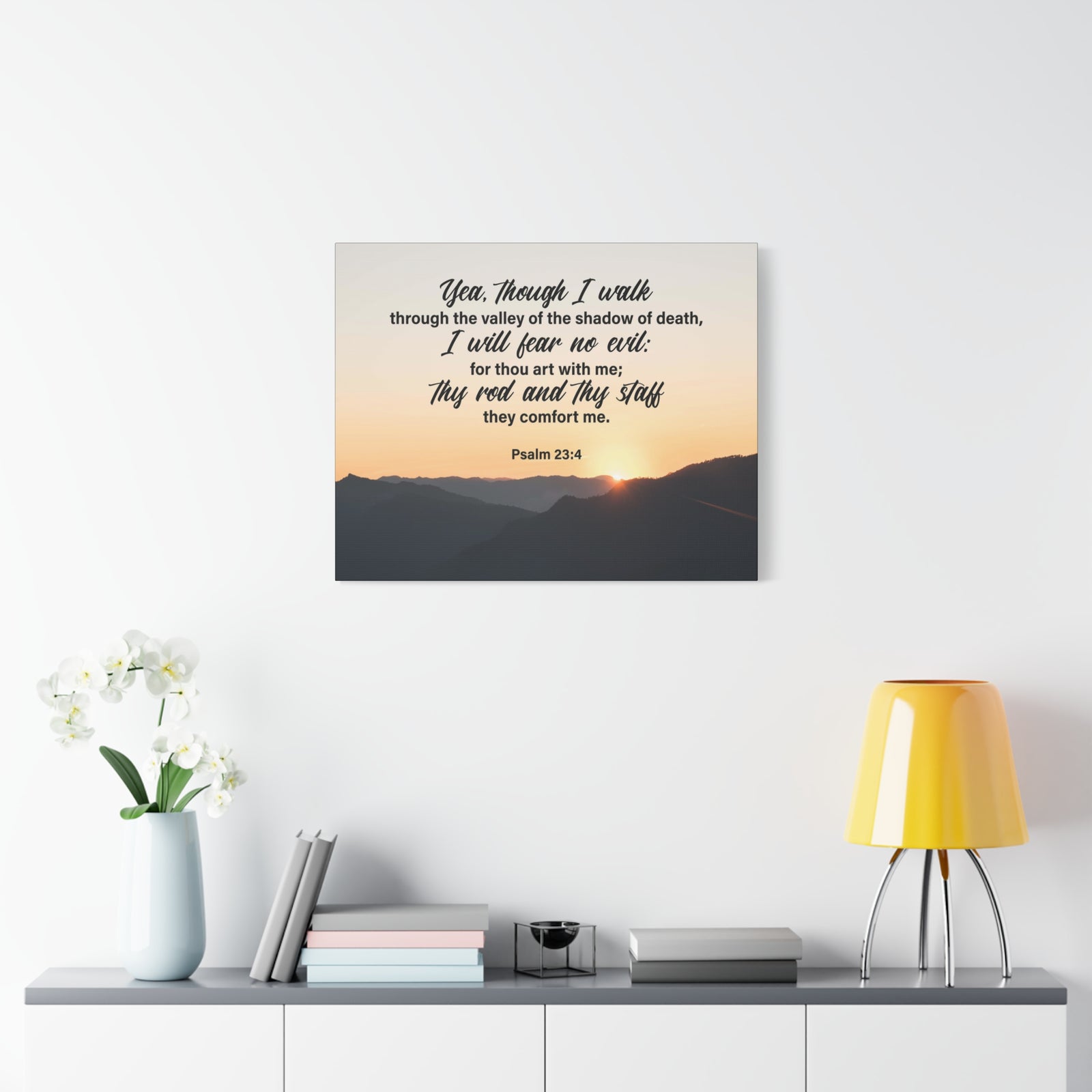 Bible Verse Canvas I WIll Fear No Evil Psalm 23:4 Wall Art Christian Home Decor Psalm 23:4-Express Your Love Gifts