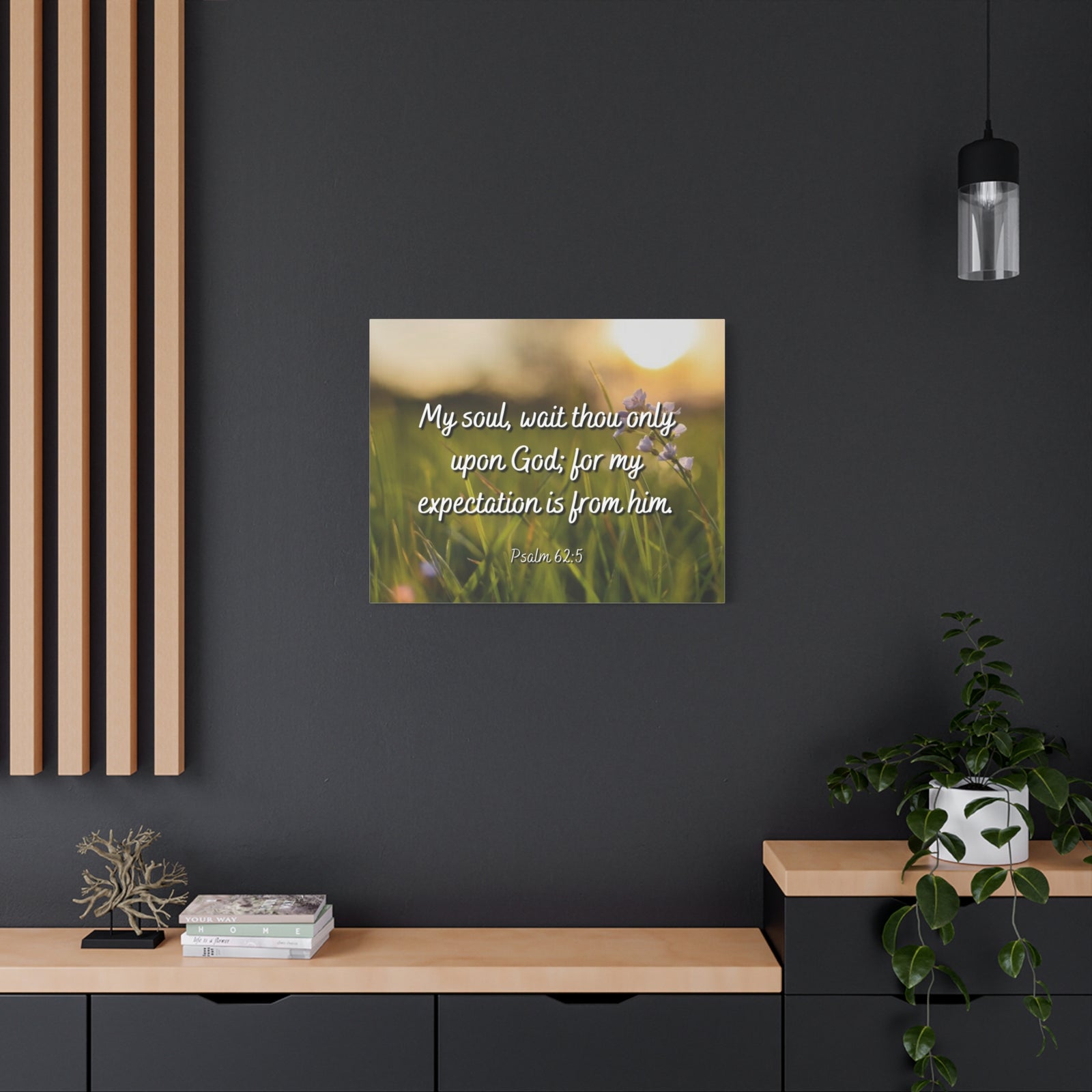 Scripture Canvas My Expectation Psalm 62:5 Christian Wall Art Bible Verse Print Ready to Hang-Express Your Love Gifts