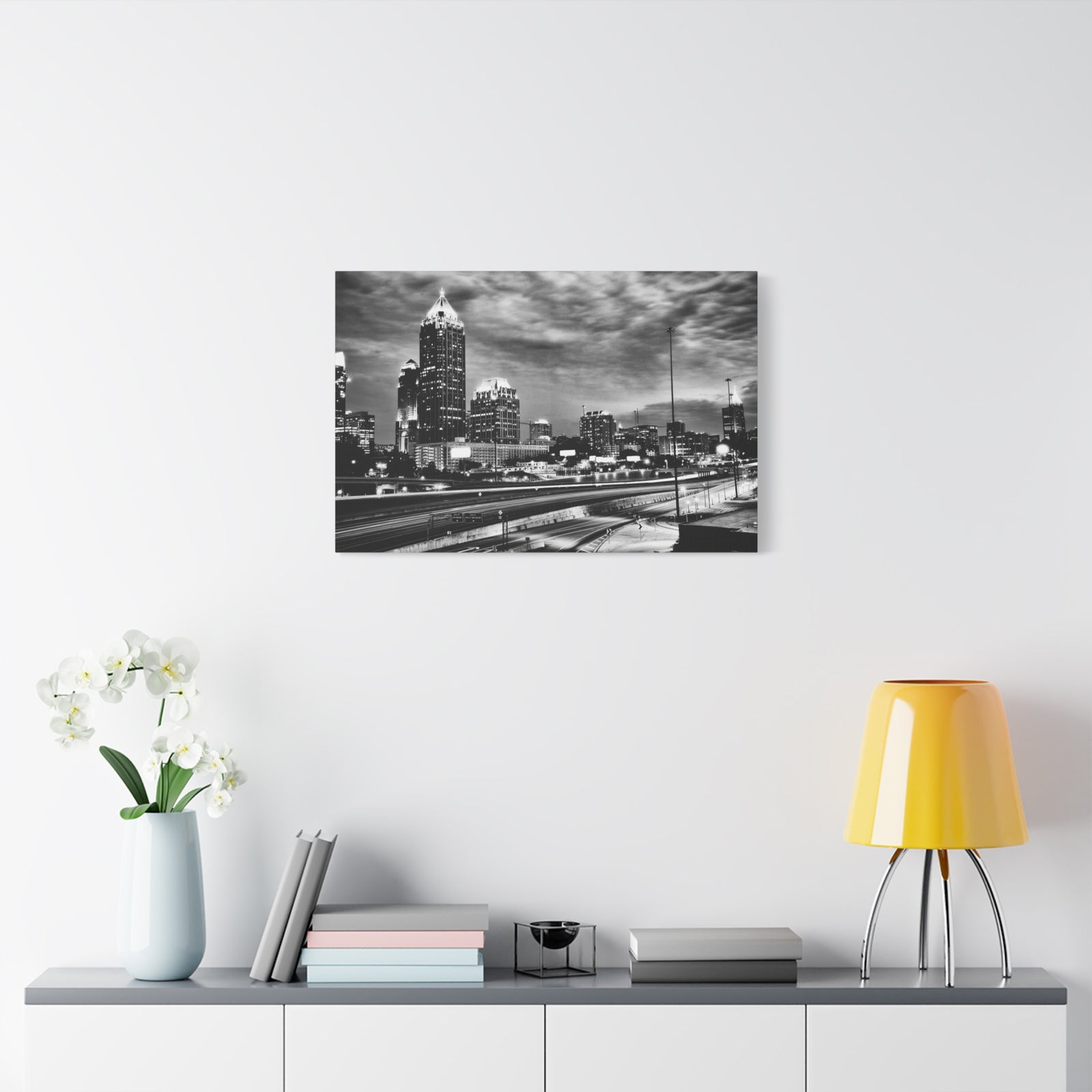 Atlanta Black And White Skyline Canvas Artwork High-Quality Breathtaking Stunning Cityscape for Home Decor Ready to Hang-Express Your Love Gifts