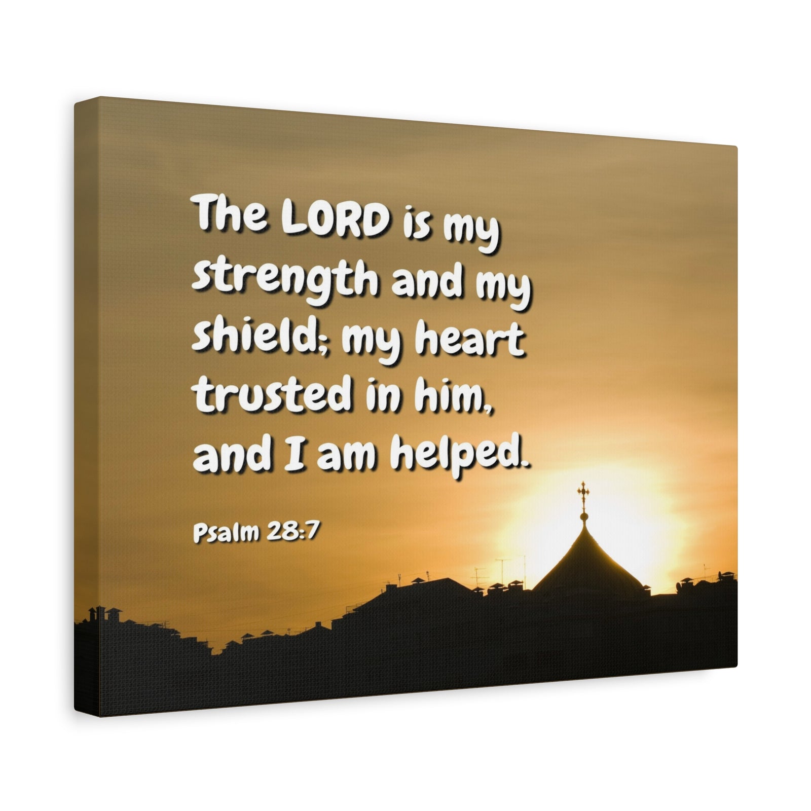 Scripture Canvas I Am Helped Psalm 28:7 Christian Wall Art Bible Verse Print Ready to Hang-Express Your Love Gifts