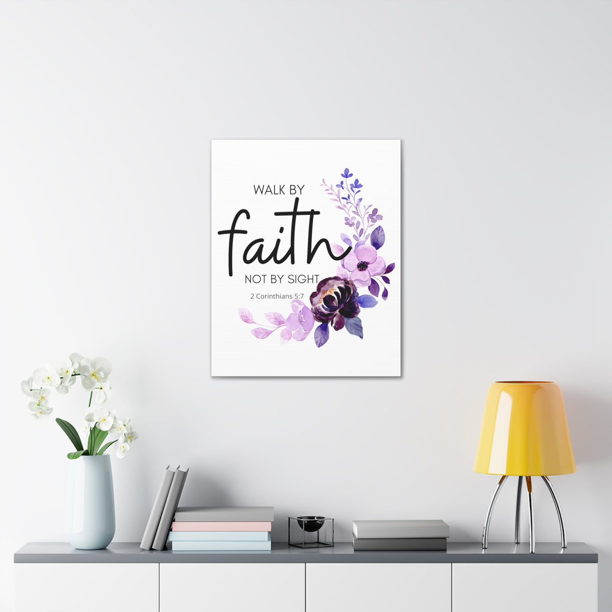 Scripture Walls 2 Corinthians 5:7 Walk by Faith Bible Verse Canvas Christian Wall Art Ready to Hang Unframed-Express Your Love Gifts