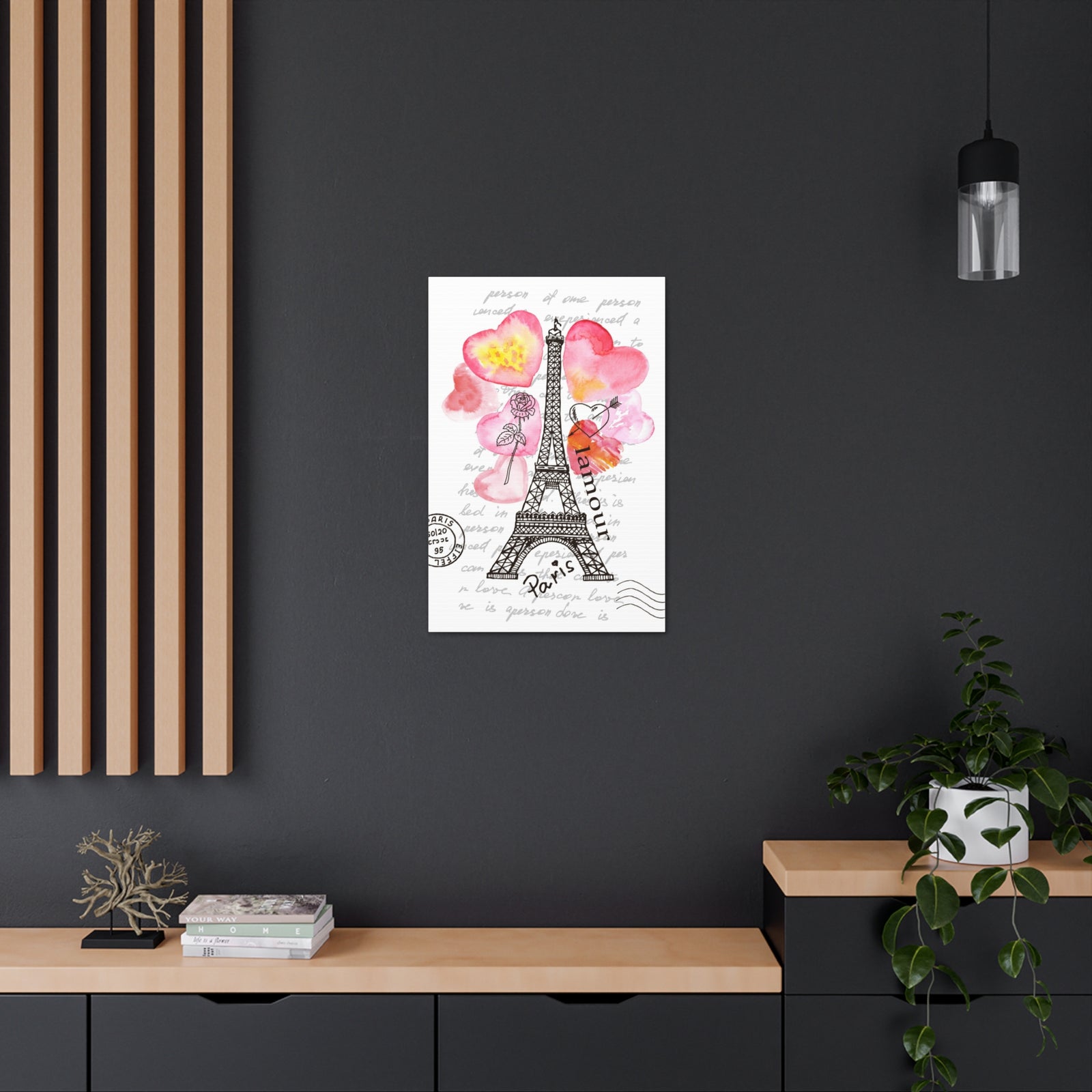 Pink Heart Eiffel Tower Paris France Canvas Artwork High-Quality Breathtaking French City for Home Decor Ready to Hang-Express Your Love Gifts