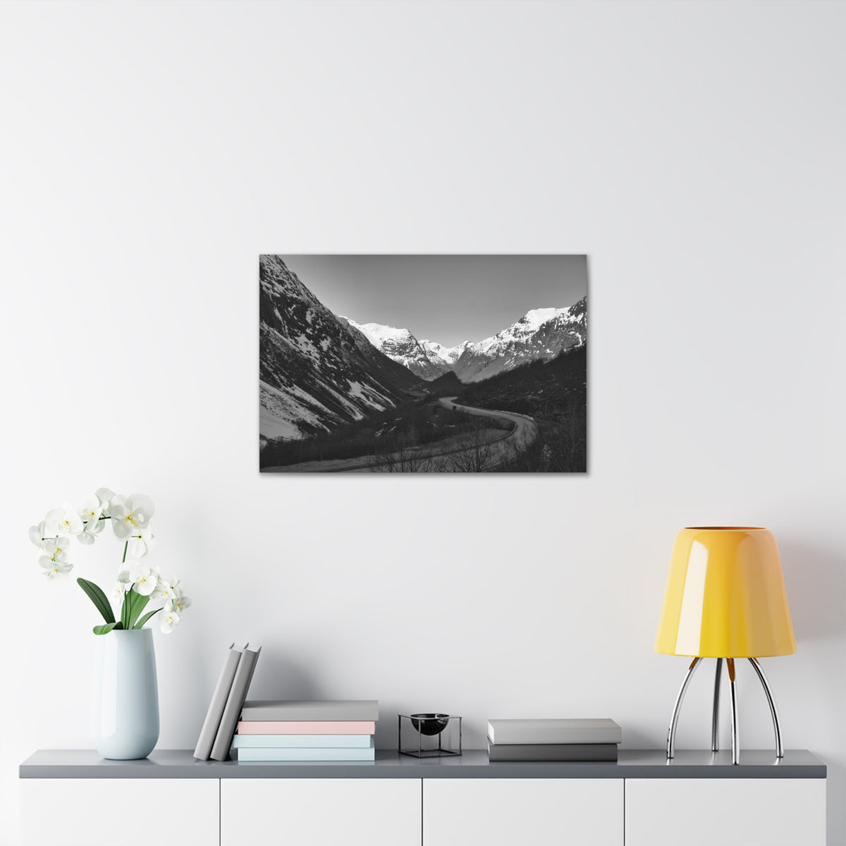 Forest Mountain Black And White Nature Wilderness Photography Canvas Wall Art for Home Decor Ready-to-Hang-Express Your Love Gifts