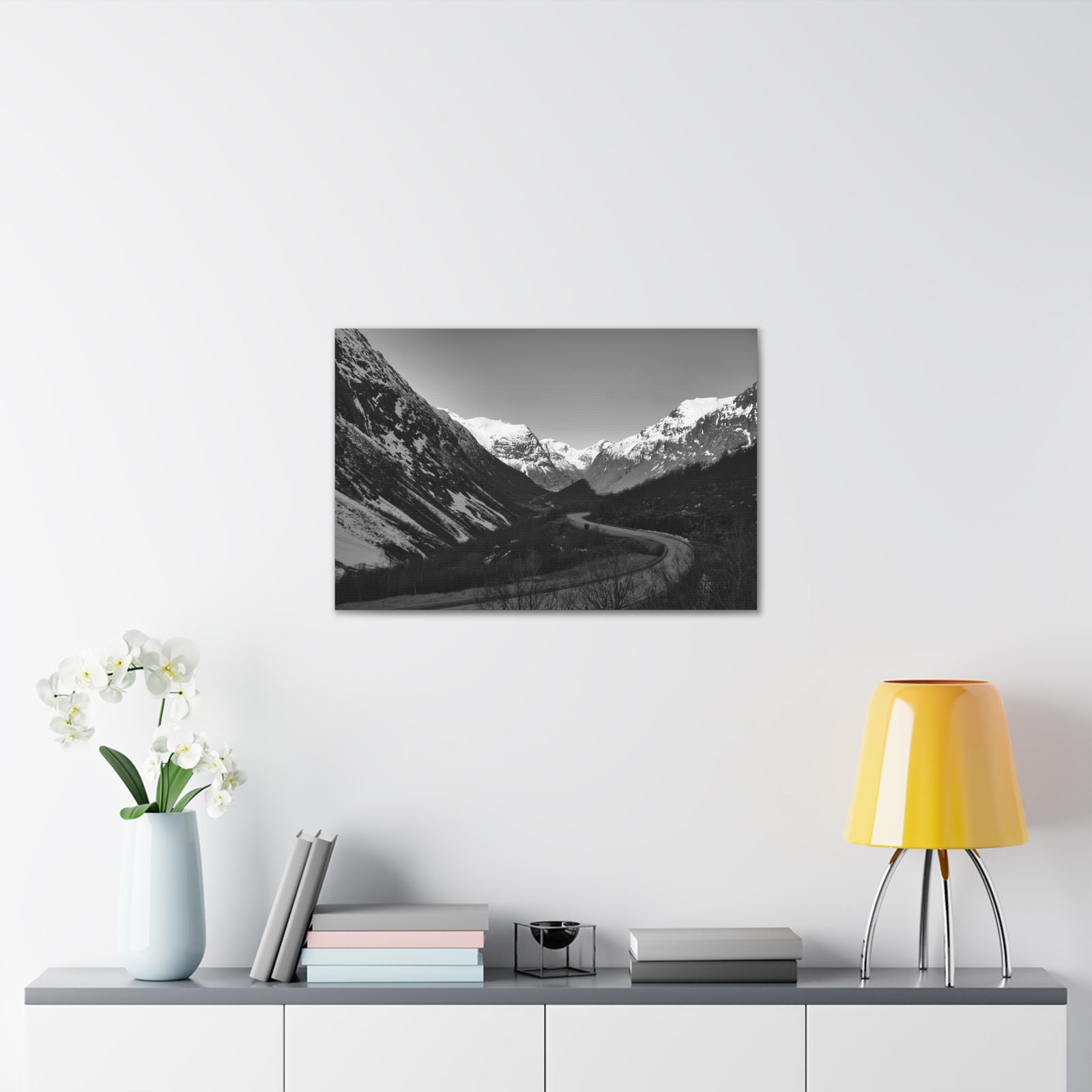 Forest Mountain Black And White Nature Wilderness Photography Canvas Wall Art for Home Decor Ready-to-Hang-Express Your Love Gifts