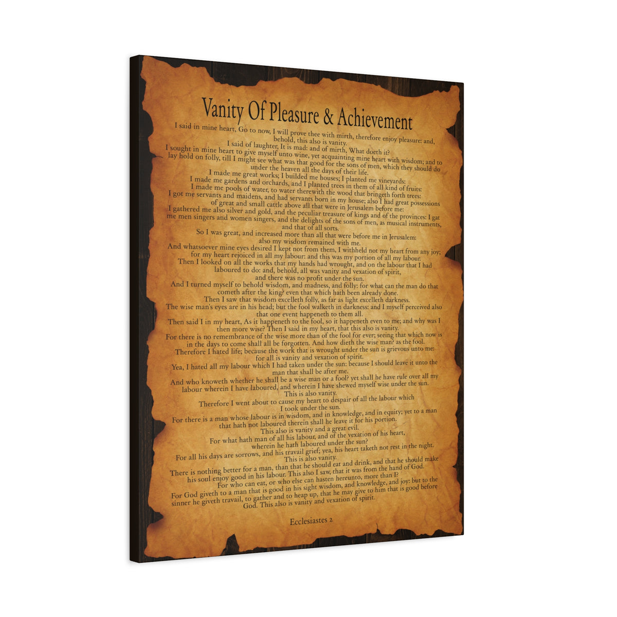 Scripture Walls Vanity Of Pleasure & Achievement Ecclesiastes 2 Gold Brown Bible Verse Canvas Christian Wall Art Ready to Hang-Express Your Love Gifts