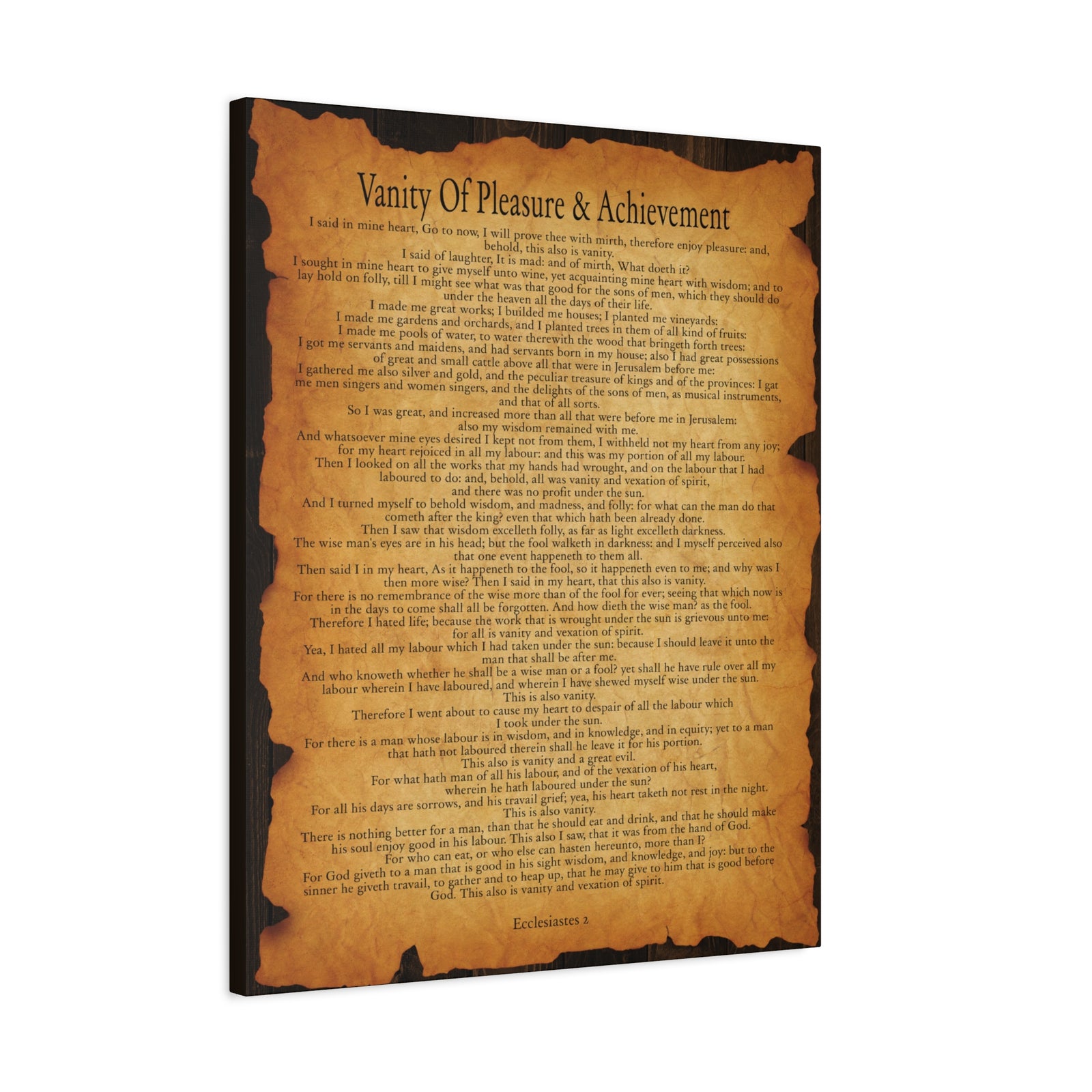Scripture Walls Vanity Of Pleasure & Achievement Ecclesiastes 2 Gold Brown Bible Verse Canvas Christian Wall Art Ready to Hang-Express Your Love Gifts