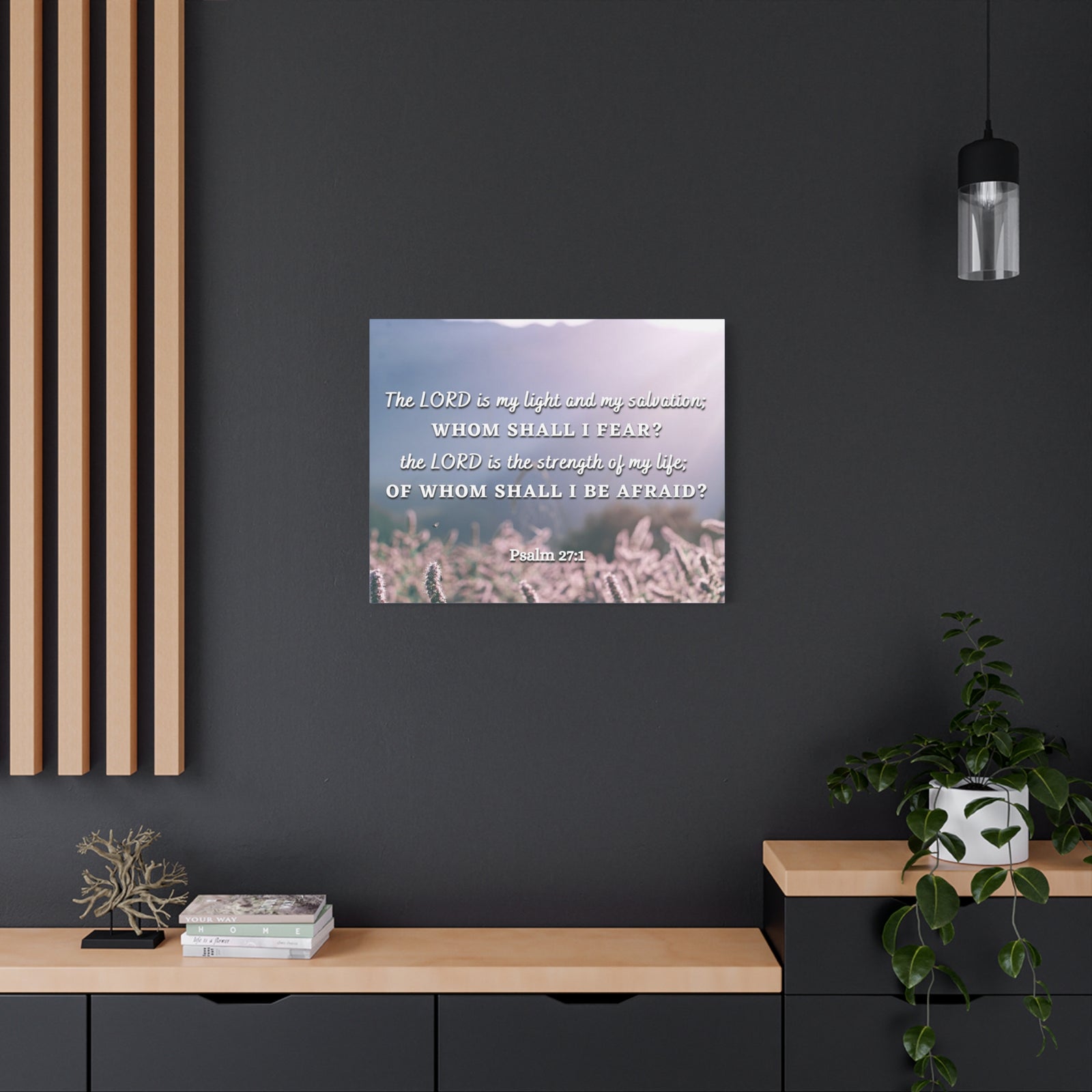 Scripture Canvas Light And Salvation Psalm 27:1 Christian Wall Art Bible Verse Print Ready to Hang-Express Your Love Gifts