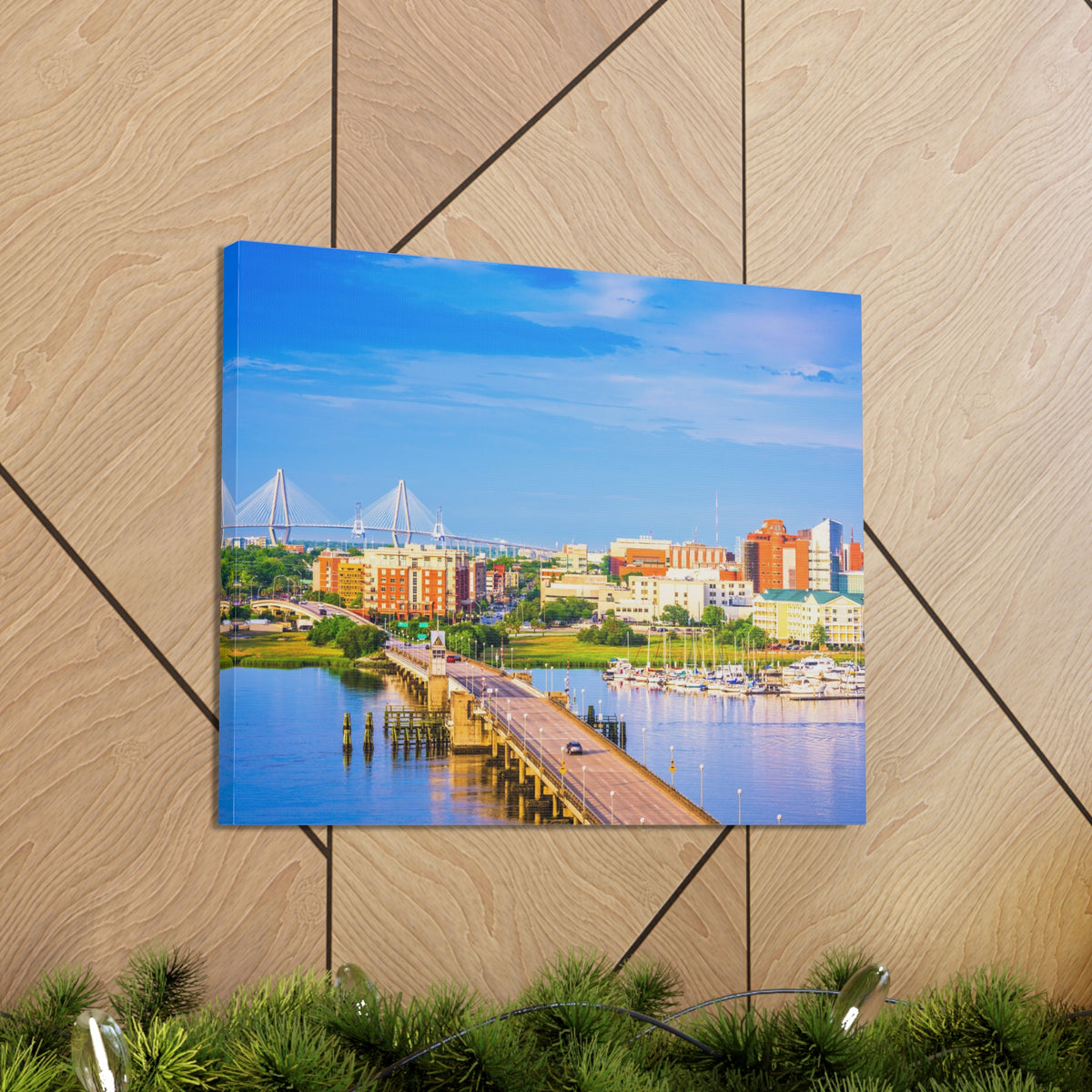 Charleston Daytime Skyline Canvas Artwork High-Quality Breathtaking Stunning Cityscape for Home Decor Ready to Hang-Express Your Love Gifts