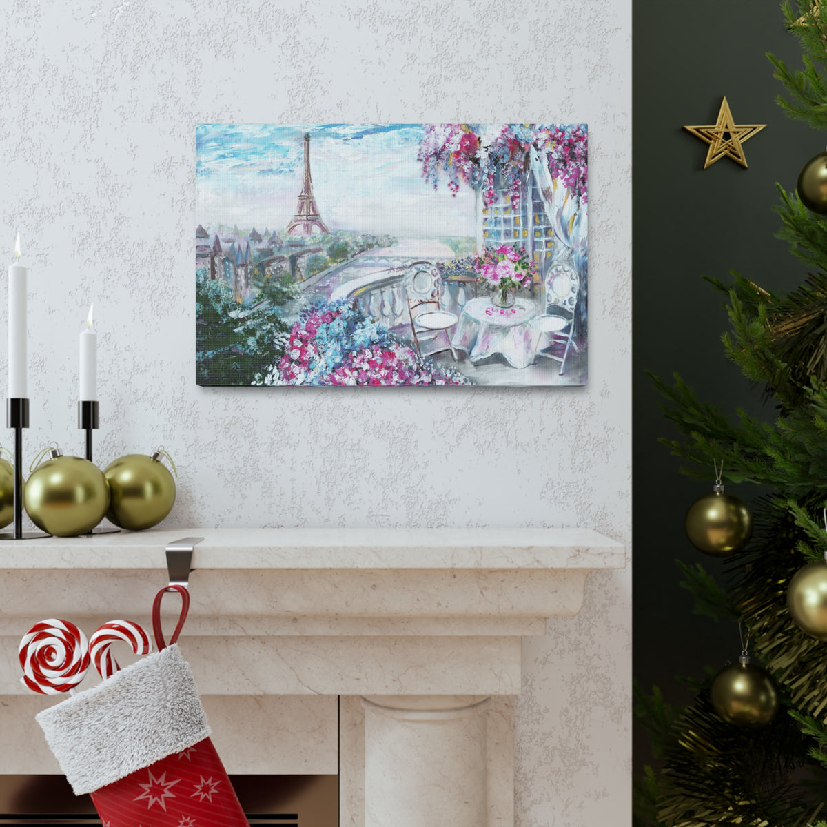 Paris Pink Eiffel Tower France Canvas Artwork High-Quality Breathtaking French City for Home Decor Ready to Hang-Express Your Love Gifts