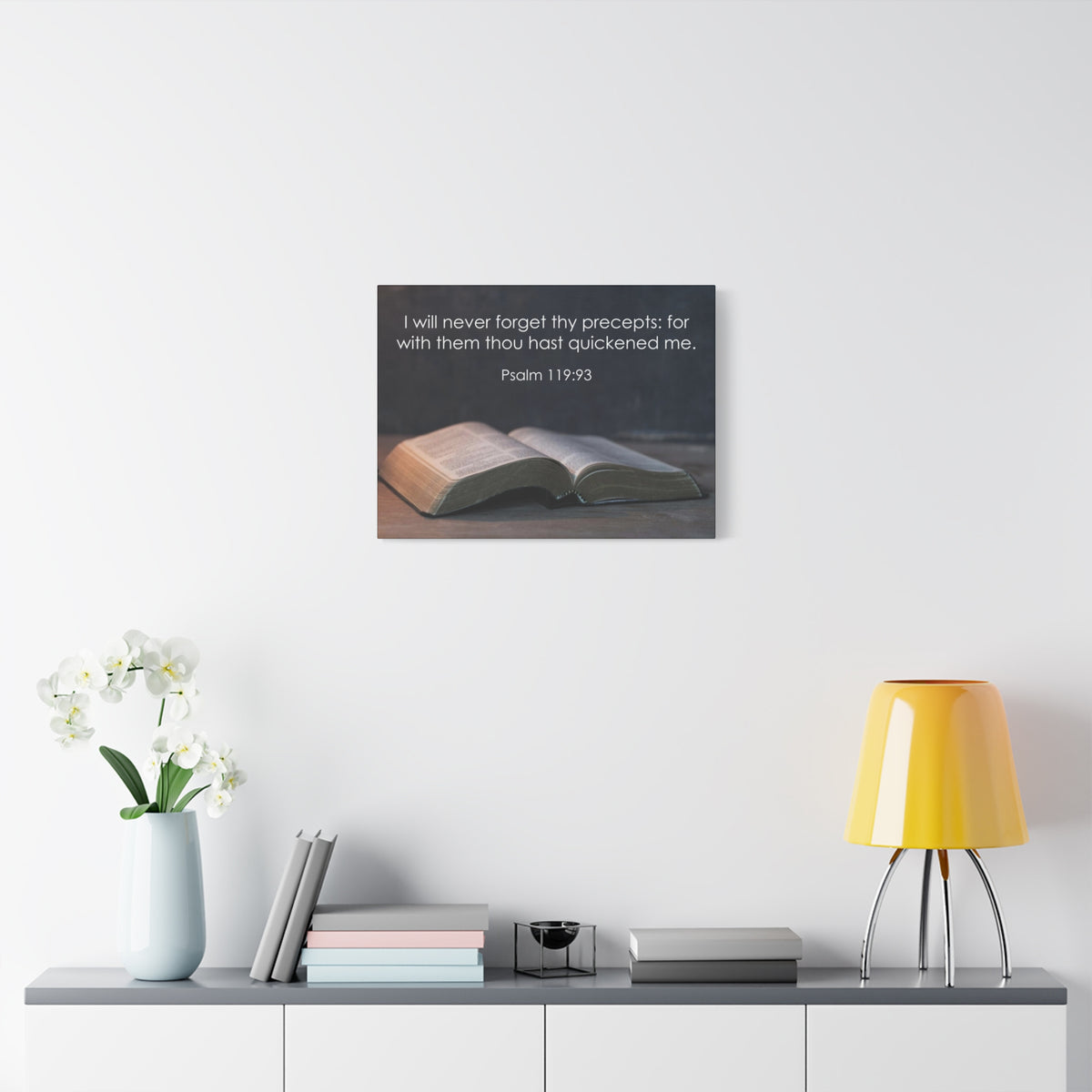 Bible Verse Canvas Never Forget Thy Precepts Psalm 119:93 Christian Home Décor Wall Art Scripture Ready to Hang Faith Print-Express Your Love Gifts