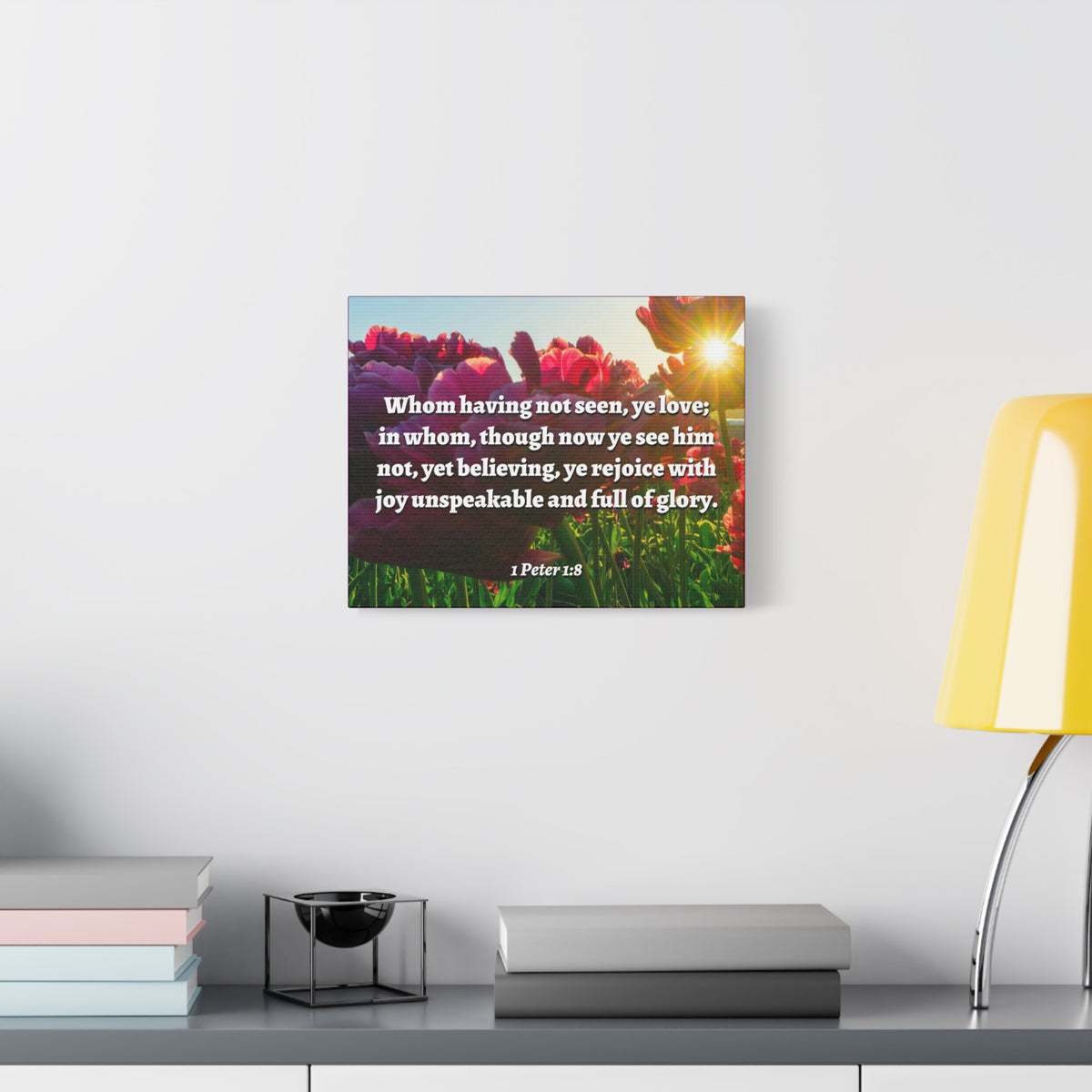 Scripture Canvas Not Seen 1 Peter 1:8 Christian Wall Art Bible Verse Print Ready to Hang-Express Your Love Gifts
