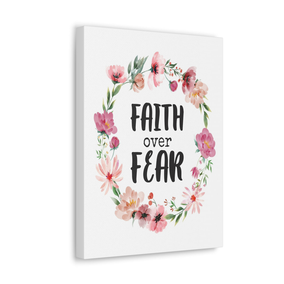 Scripture Walls Faith Over Fear Floral Bible Verse Canvas Christian Wall Art Ready to Hang Unframed-Express Your Love Gifts