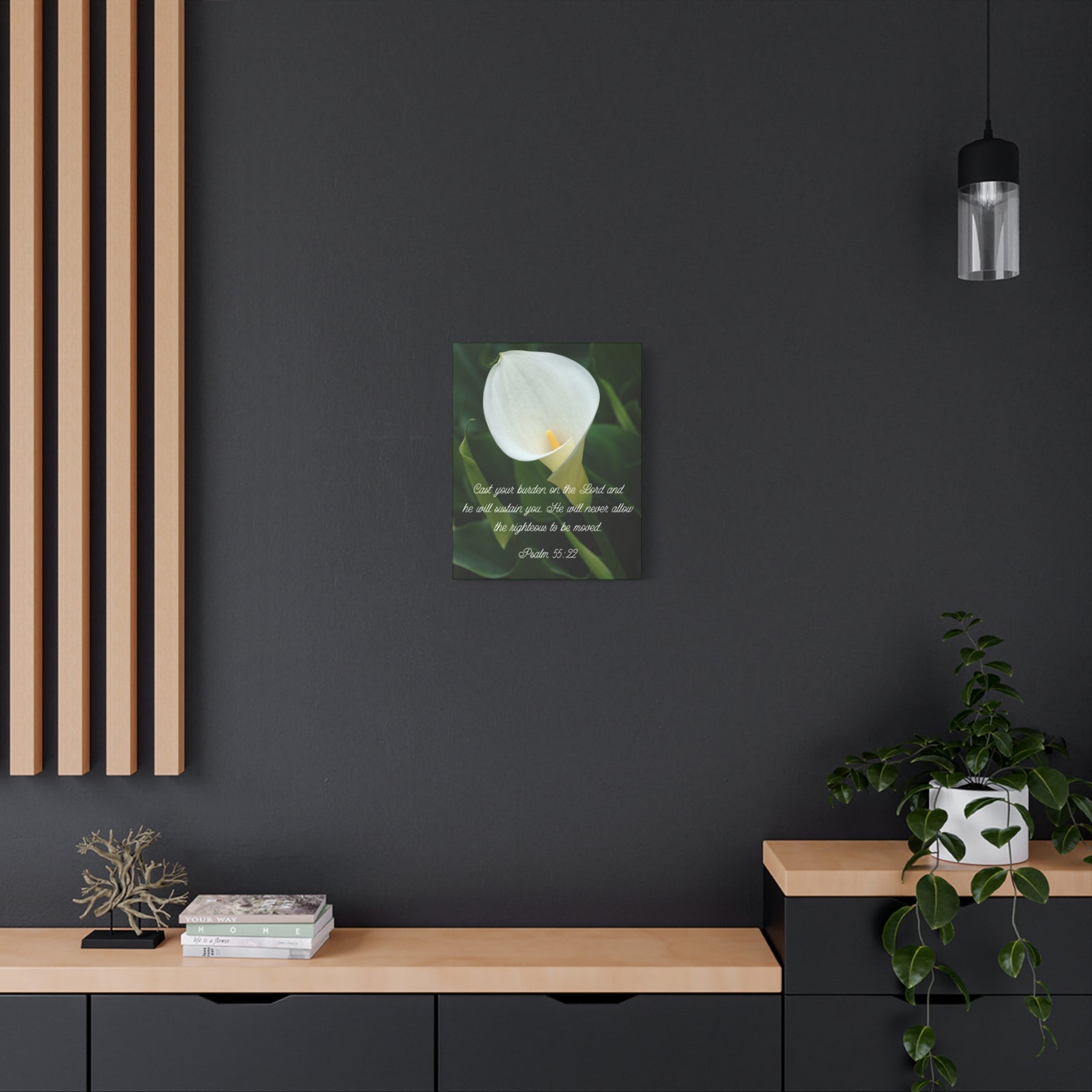 Scripture Canvas Cast Your Burden Psalm 55:22 Christian Wall Art Bible Verse Print Ready to Hang-Express Your Love Gifts