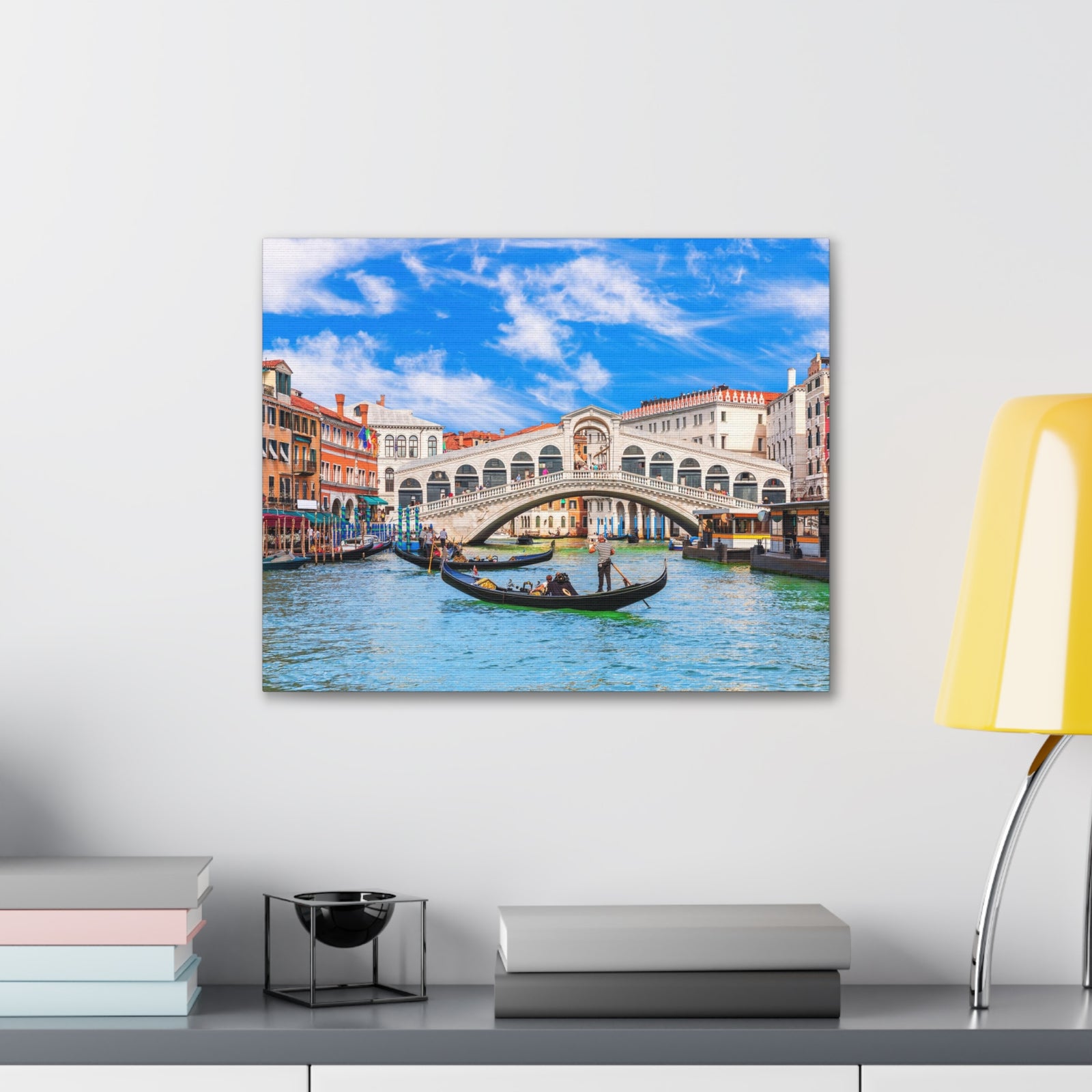 Rialto Bridge Venice Modern Multicolor Scenic Nature Photography Canvas Home Office Decor Ready to Hang-Express Your Love Gifts