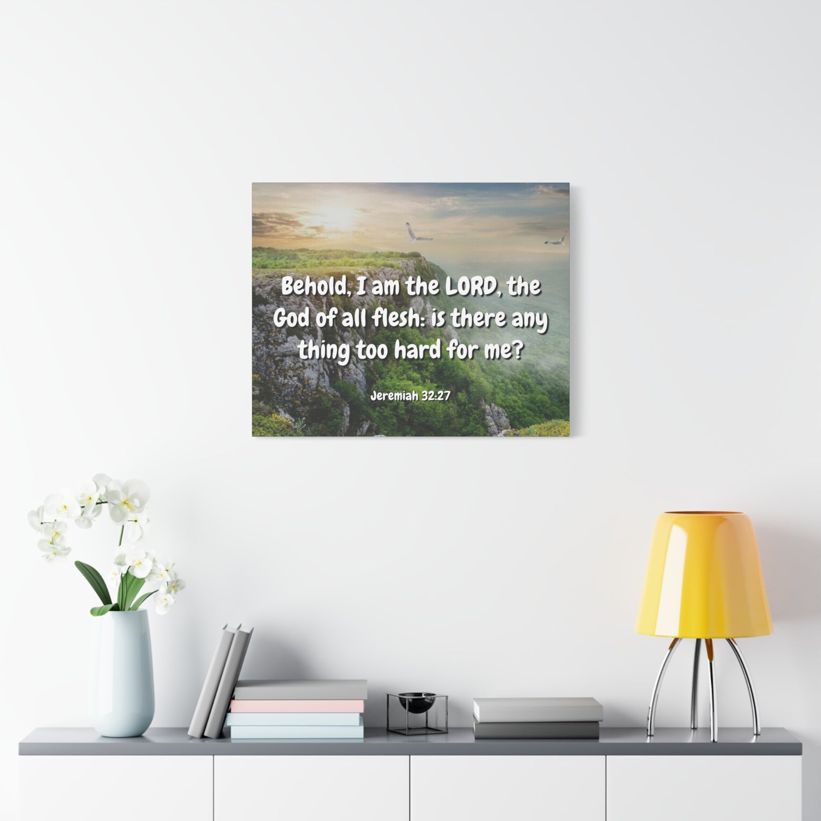 Scripture Canvas The Lord Jeremiah 32:27 Christian Wall Art Bible Verse Print Ready to Hang