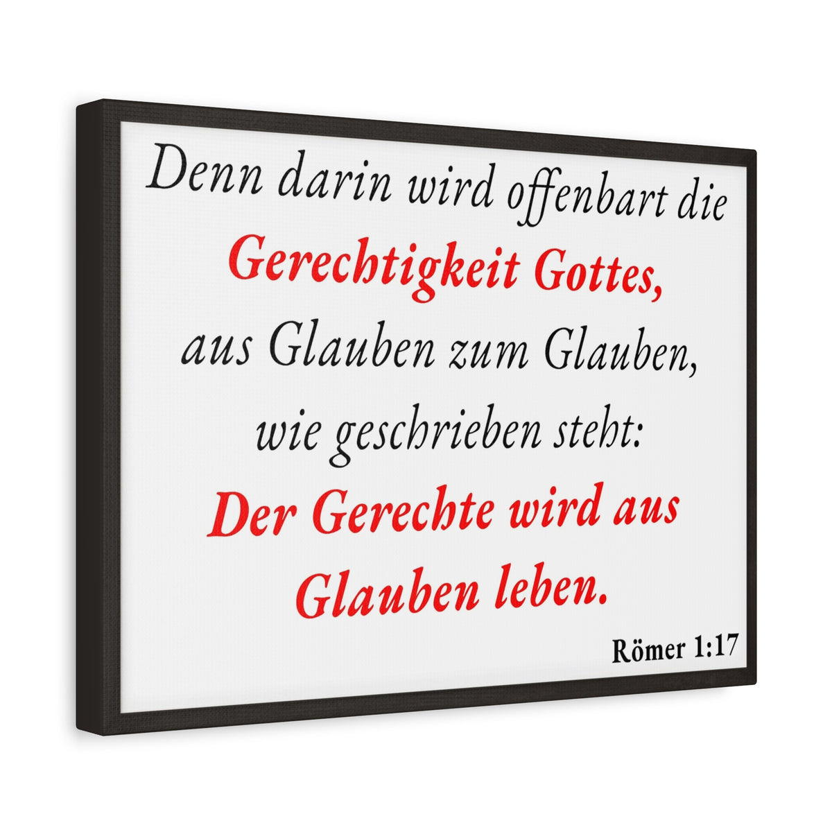 Scripture Walls Römer 1:17 Romans 1:17 Live By Faith German White Bible Verse Canvas Christian Wall Art Ready to Hang Unframed-Express Your Love Gifts