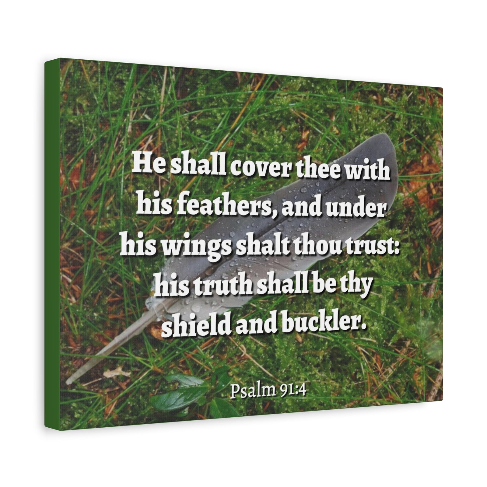 Scripture Canvas Shield And Buckler Psalms 91:4 Christian Wall Art Bible Verse Print Ready to Hang-Express Your Love Gifts
