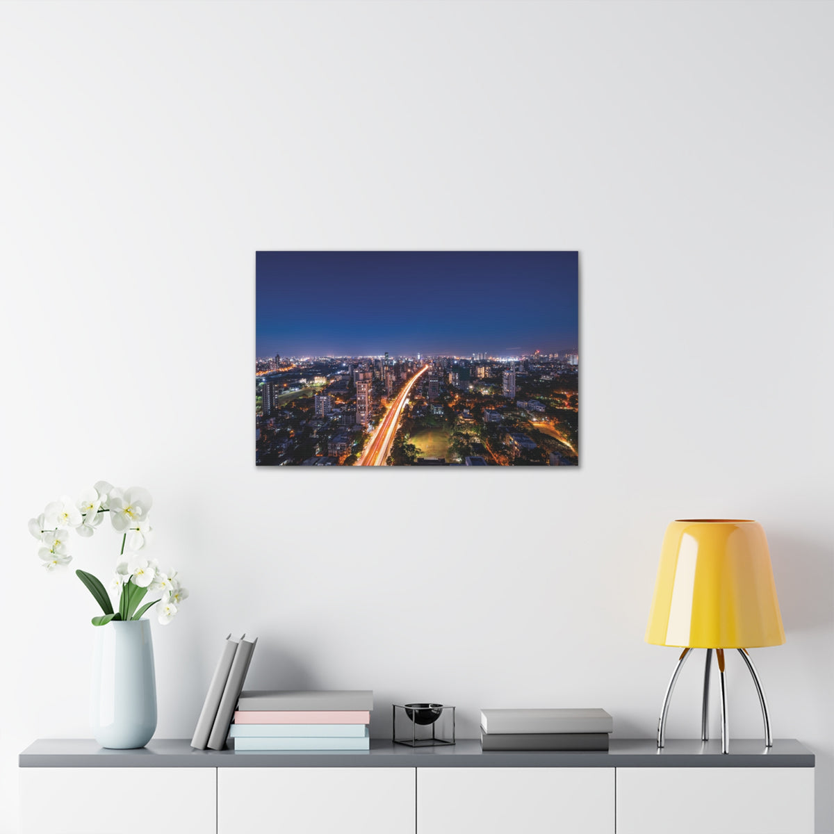 Mumbai Night Skyline Canvas Artwork High-Quality Breathtaking Stunning Cityscape for Home Decor Ready to Hang-Express Your Love Gifts