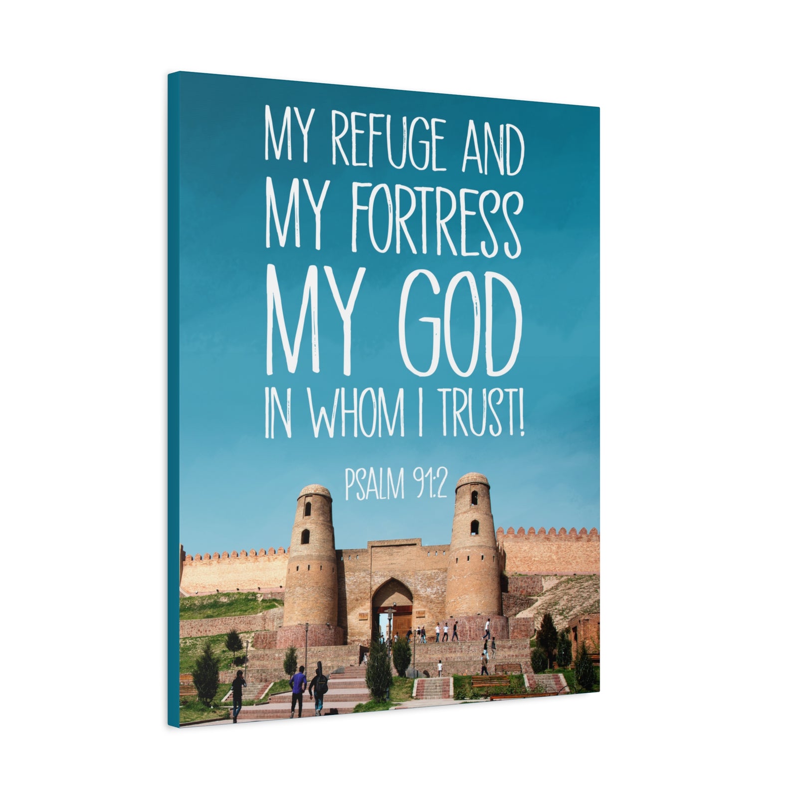 Scripture Walls In Whom I Trust Psalm 91:2 Bible Verse Canvas Christian Wall Art Ready to Hang-Express Your Love Gifts