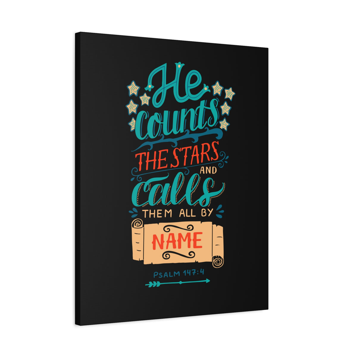 Scripture Canvas He Counts The Stars Psalm 147:4 Christian Wall Art Bible Verse Print Ready to Hang-Express Your Love Gifts