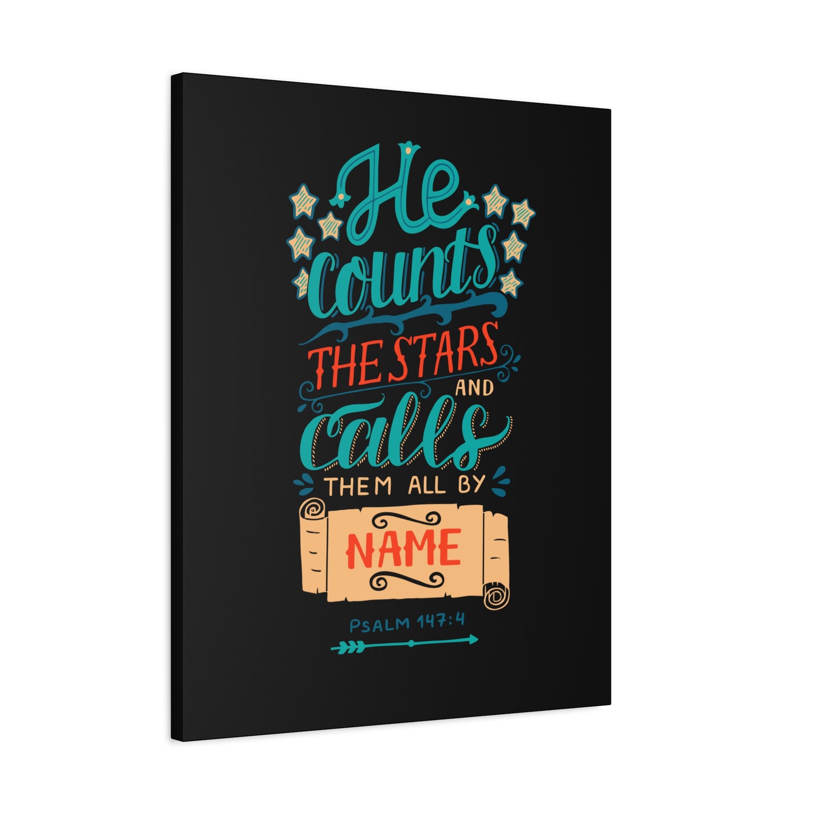 Scripture Canvas He Counts The Stars Psalm 147:4 Christian Wall Art Bible Verse Print Ready to Hang-Express Your Love Gifts