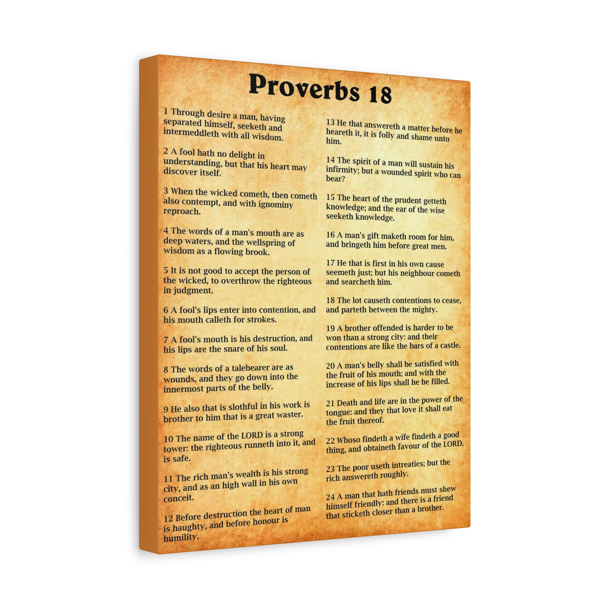 Scripture Walls Proverbs Chapter 18 Gold Bible Canvas Christian Wall Art Ready to Hang Unframed-Express Your Love Gifts