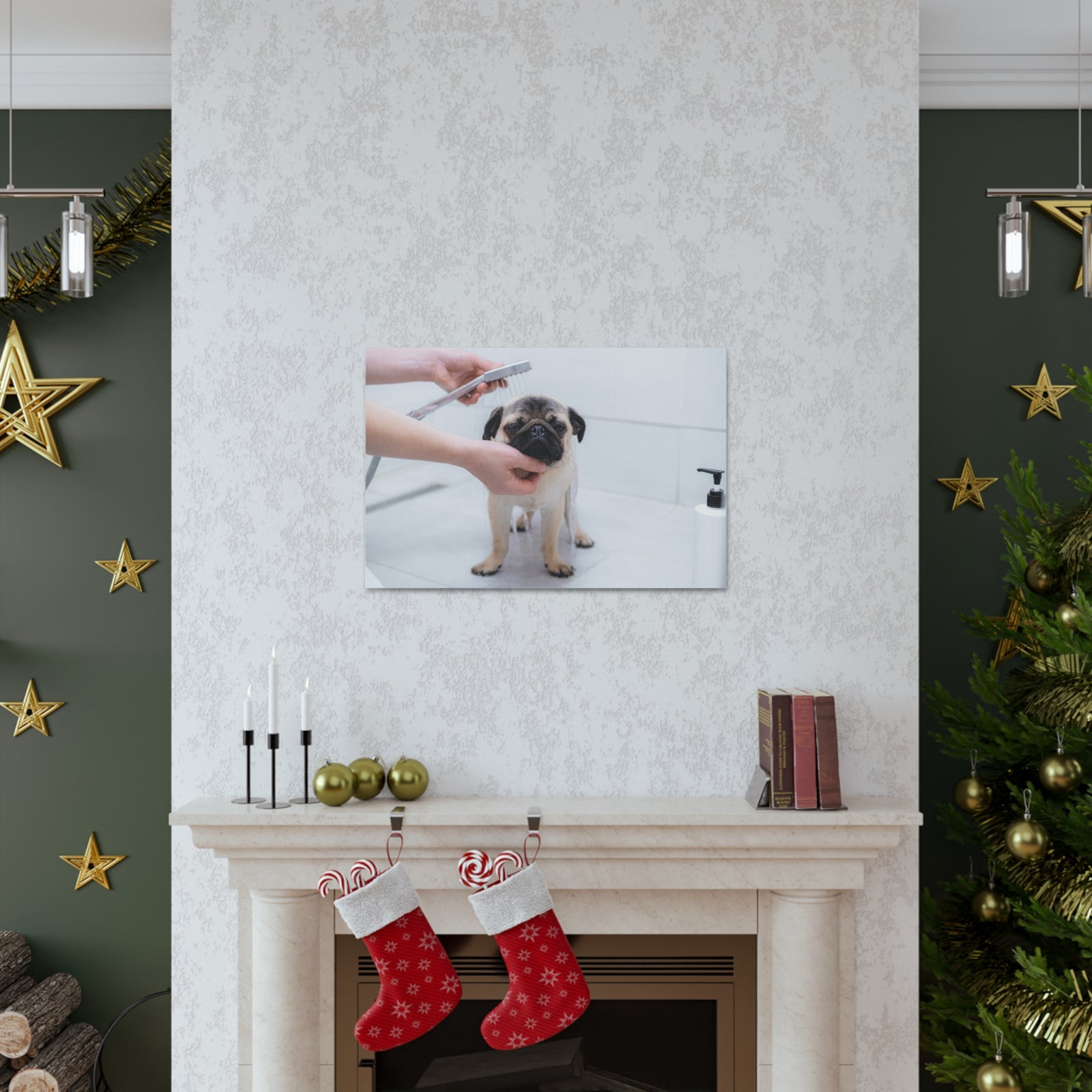 Cute Pug Bathee Canvas Wall Art for Home Decor Ready-to-Hang-Express Your Love Gifts