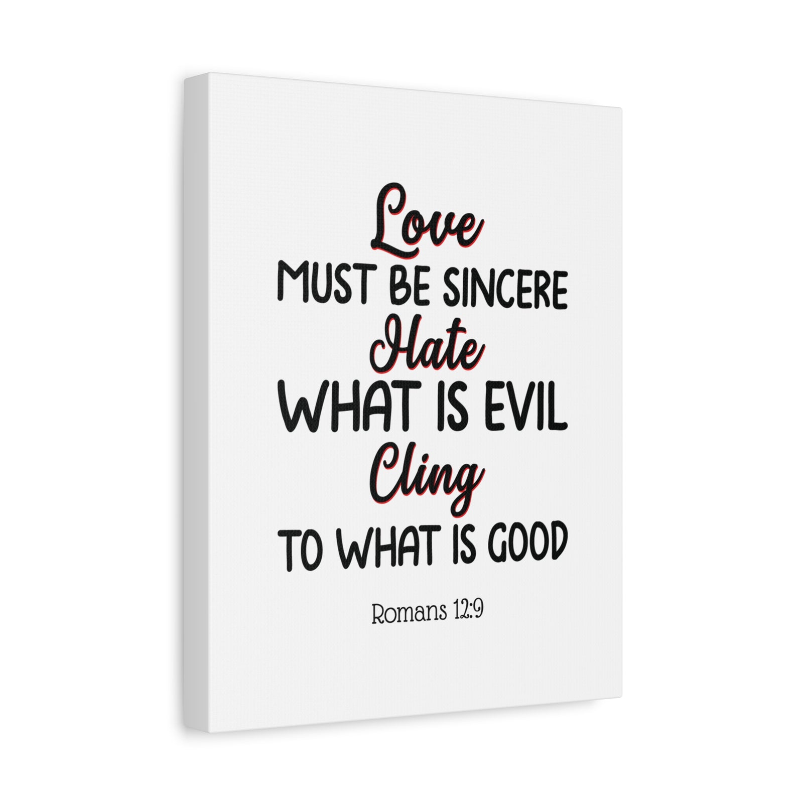 Scripture Canvas Love Must Be Sincere Romans 12:9 Christian Wall Art Bible Verse Print Ready to Hang-Express Your Love Gifts