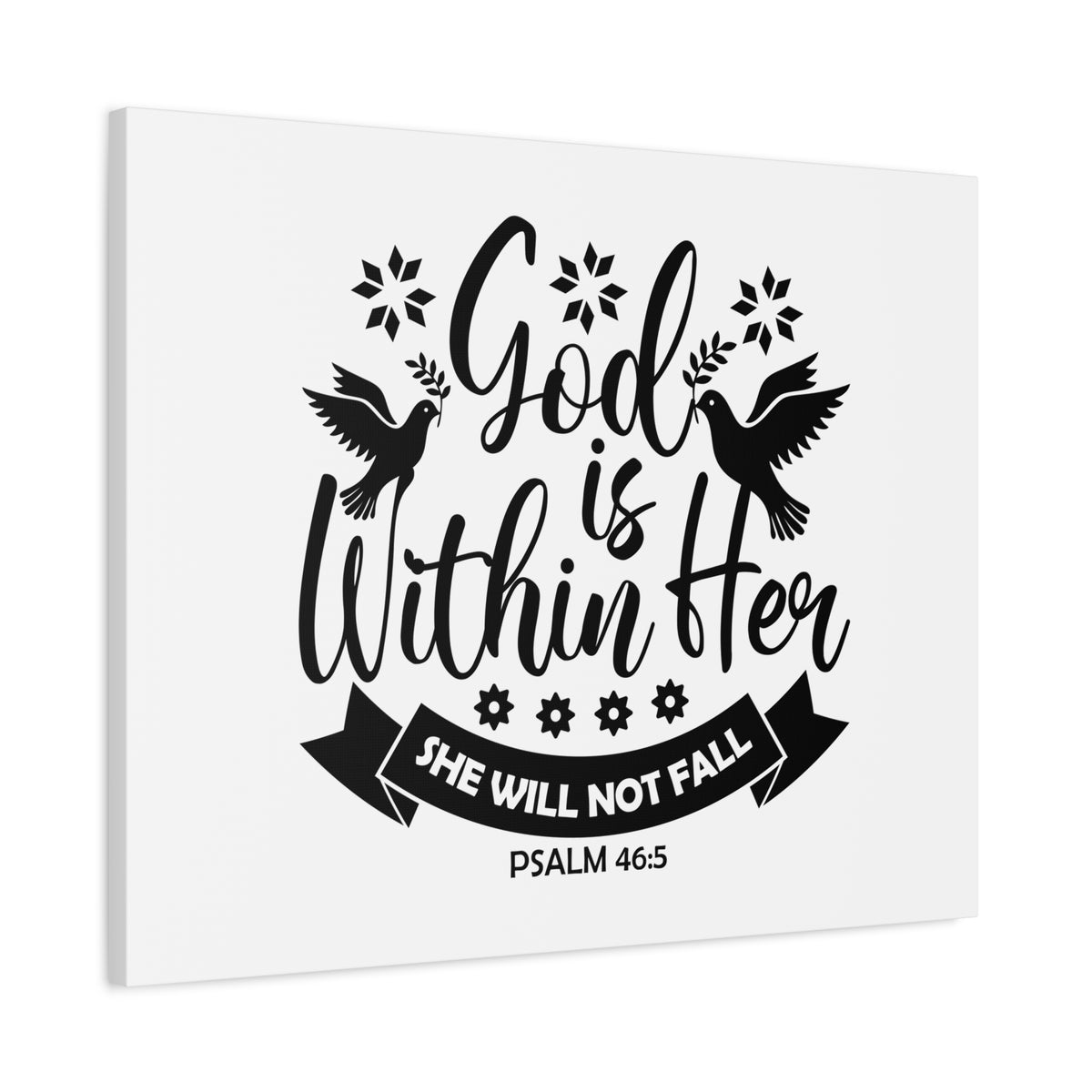 Scripture Canvas God Is Within Her Psalm 46:5 Bird Christian Wall Art Bible Verse Print Ready to Hang-Express Your Love Gifts