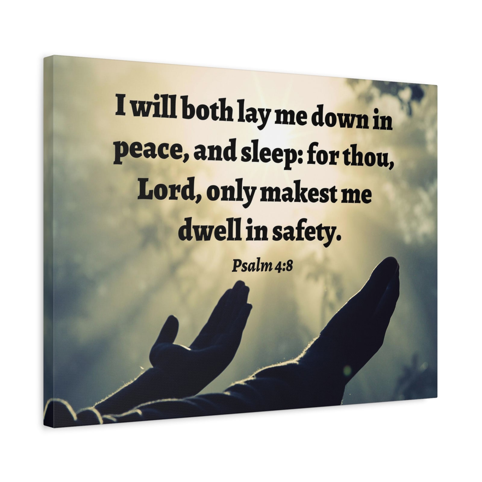 Scripture Walls Dwell In Safety Psalm 4:8 Bible Verse Canvas Christian Wall Art Ready to Hang-Express Your Love Gifts