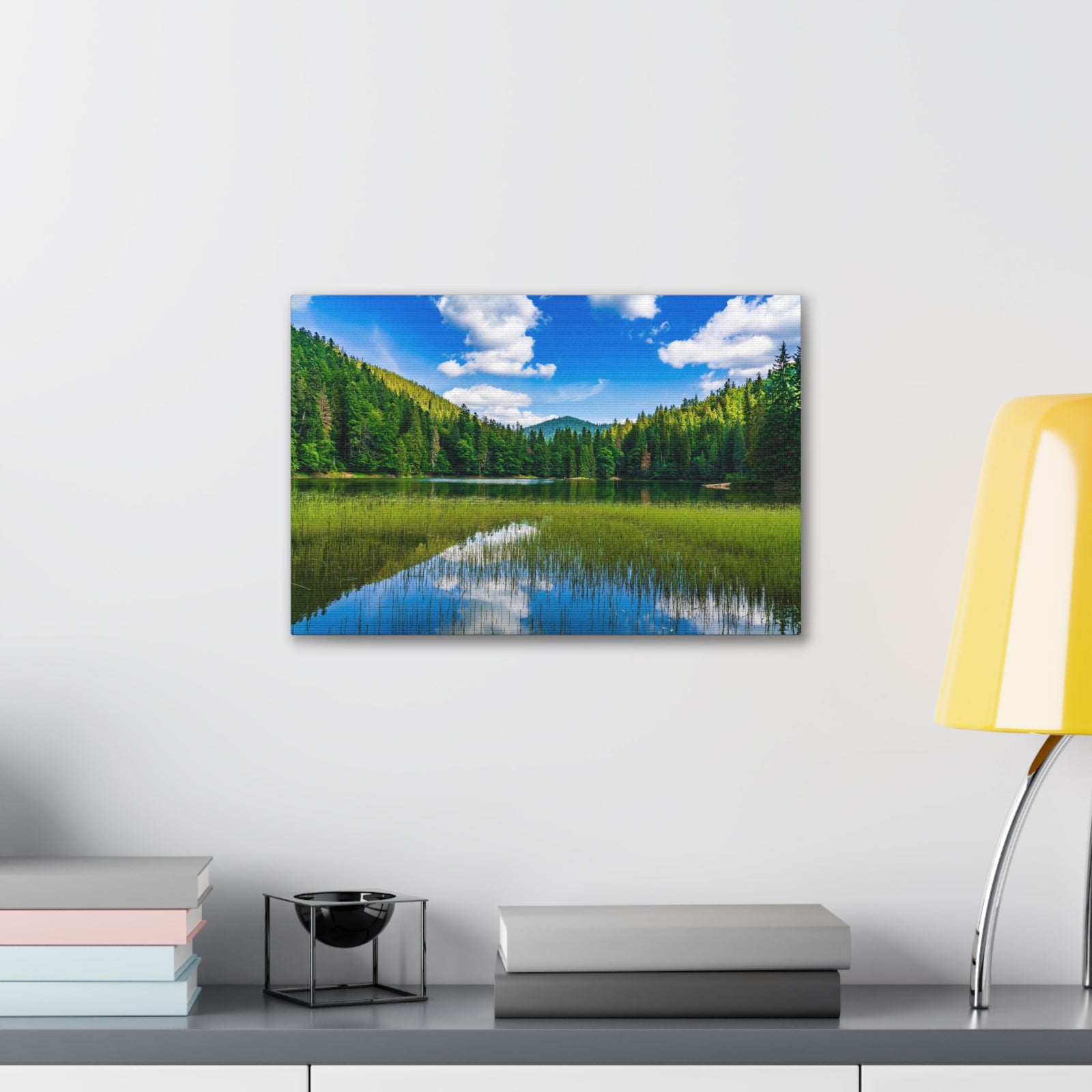 Teal Clear Forest LakeNature Wilderness Photography Canvas Wall Art for Home Decor Ready-to-Hang-Express Your Love Gifts