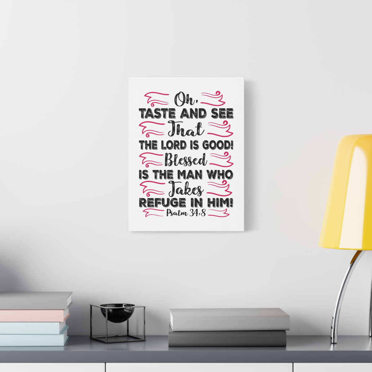 Scripture Canvas The Lord Is Good Psalm 34:8 Christian Wall Art Bible Verse Print Ready to Hang-Express Your Love Gifts