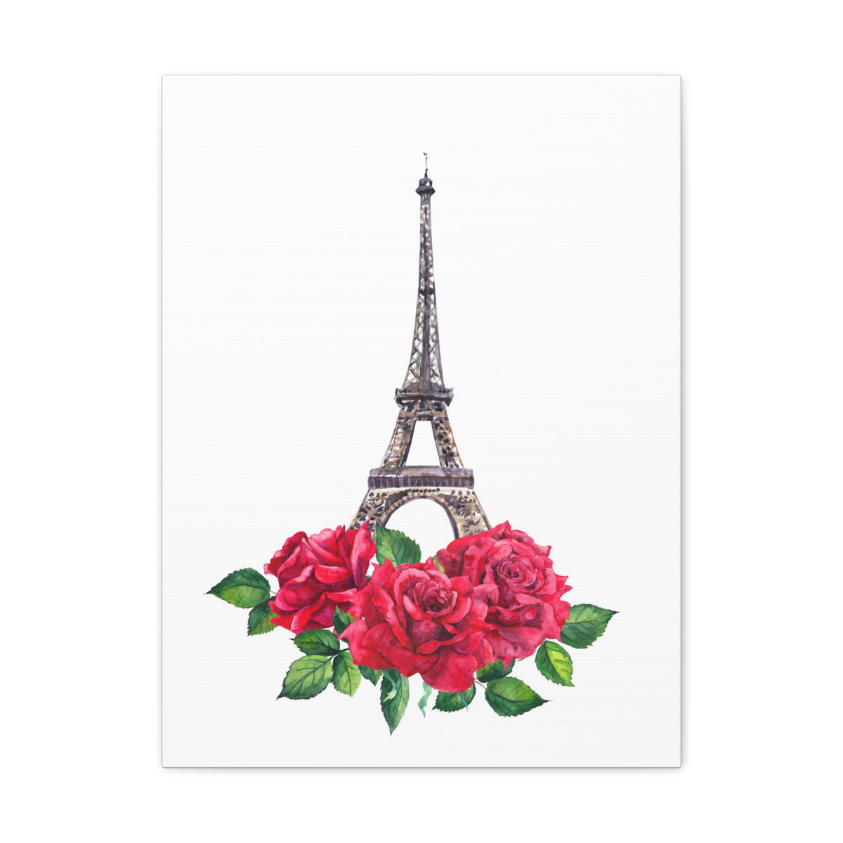 Eiffel Tower Red Rose Paris Illustration France Canvas Artwork High-Quality Breathtaking French City for Home Decor Ready to Hang-Express Your Love Gifts