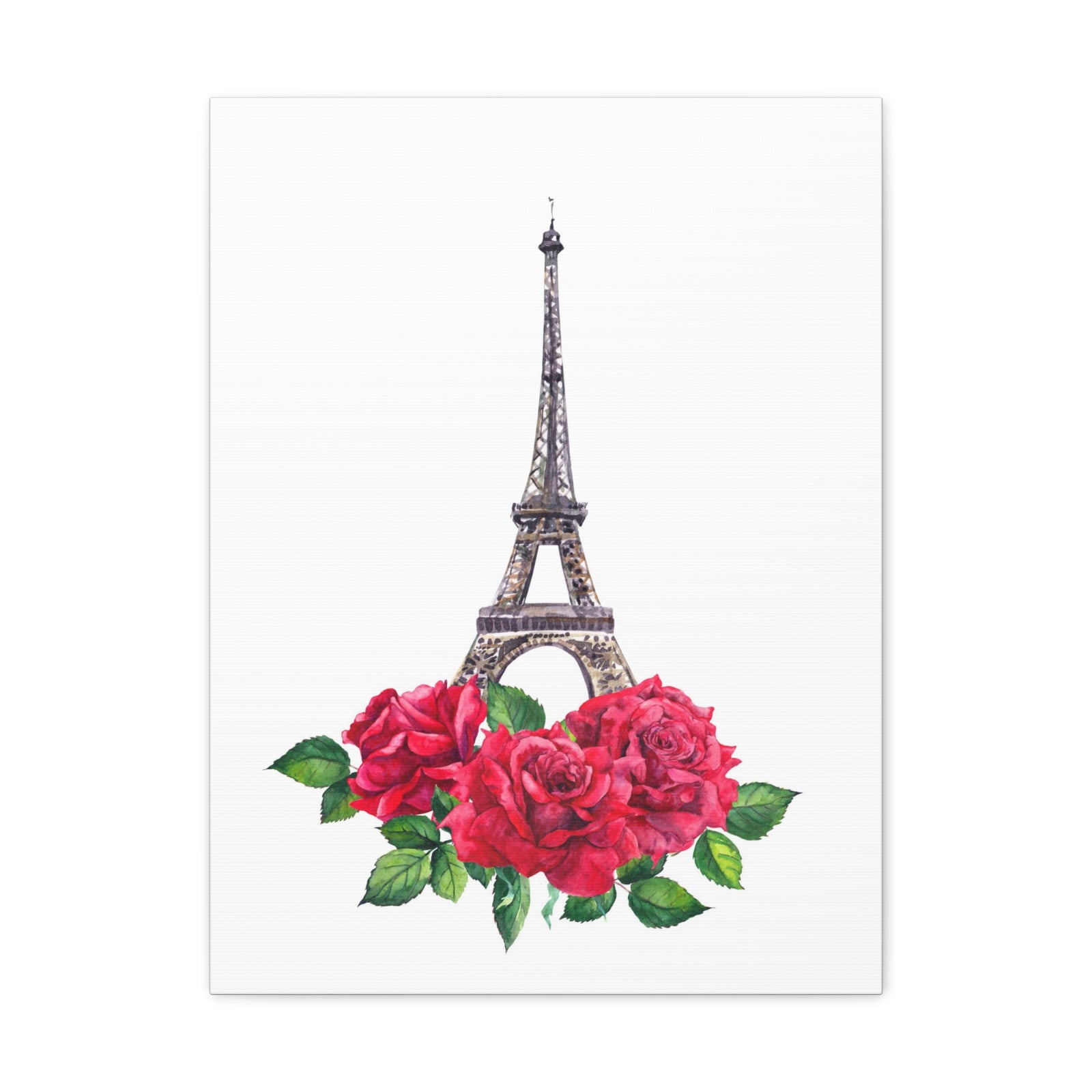 Eiffel Tower Red Rose Paris Illustration France Canvas Artwork High-Quality Breathtaking French City for Home Decor Ready to Hang-Express Your Love Gifts