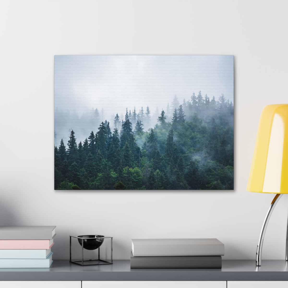 Misty Dark Mountain Forest Nature Wilderness Photography Canvas Wall Art for Home Decor Ready-to-Hang-Express Your Love Gifts