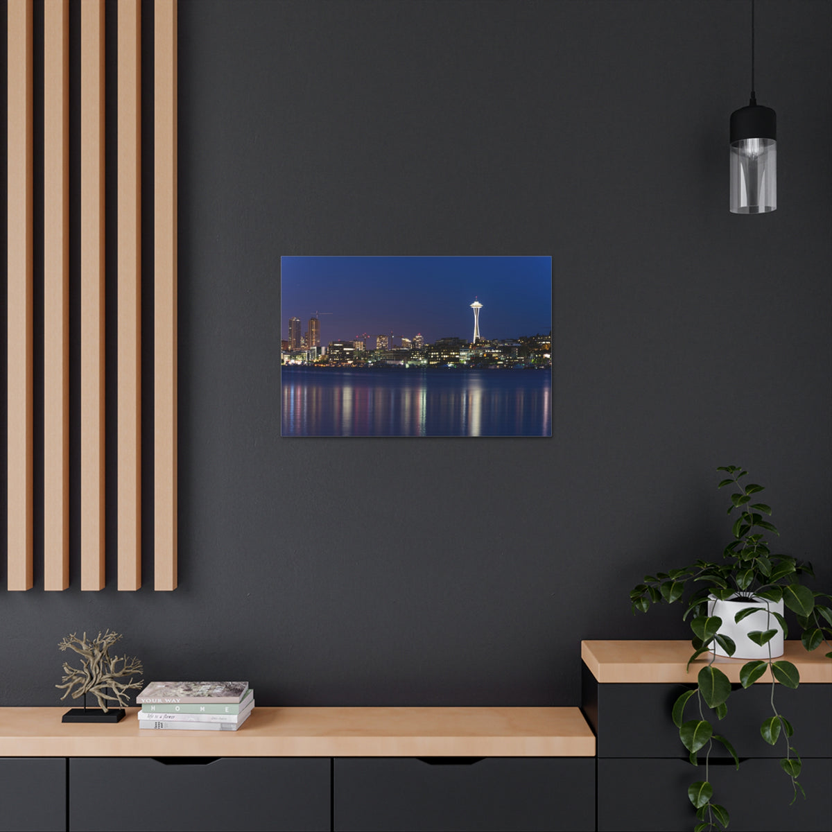 Seattle Night Skyline Canvas Artwork High-Quality Breathtaking Stunning Cityscape for Home Decor Ready to Hang-Express Your Love Gifts