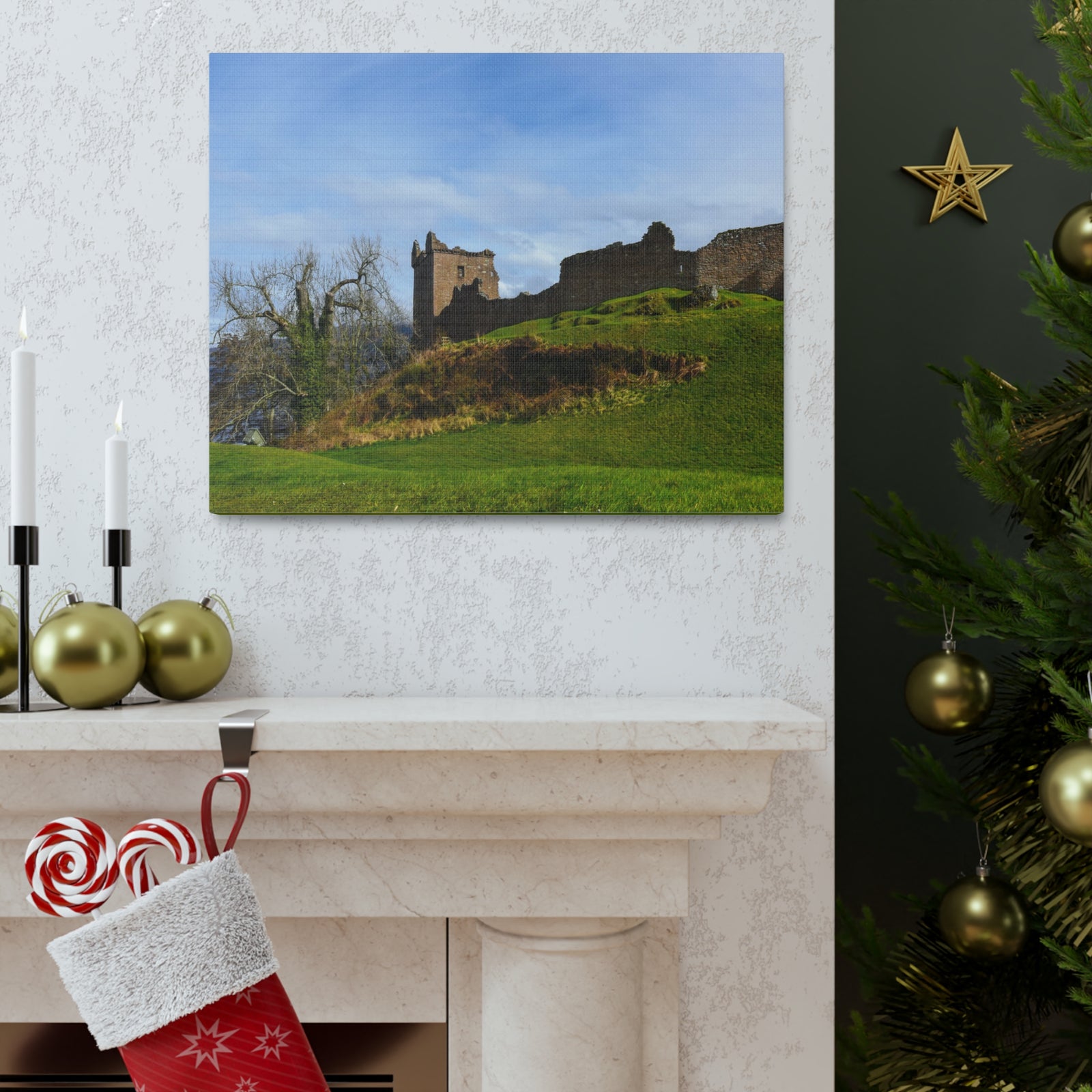 Ruins of Urquhart Scotland Nature Wilderness Photography Canvas Wall Art for Home Decor Ready-to-Hang-Express Your Love Gifts